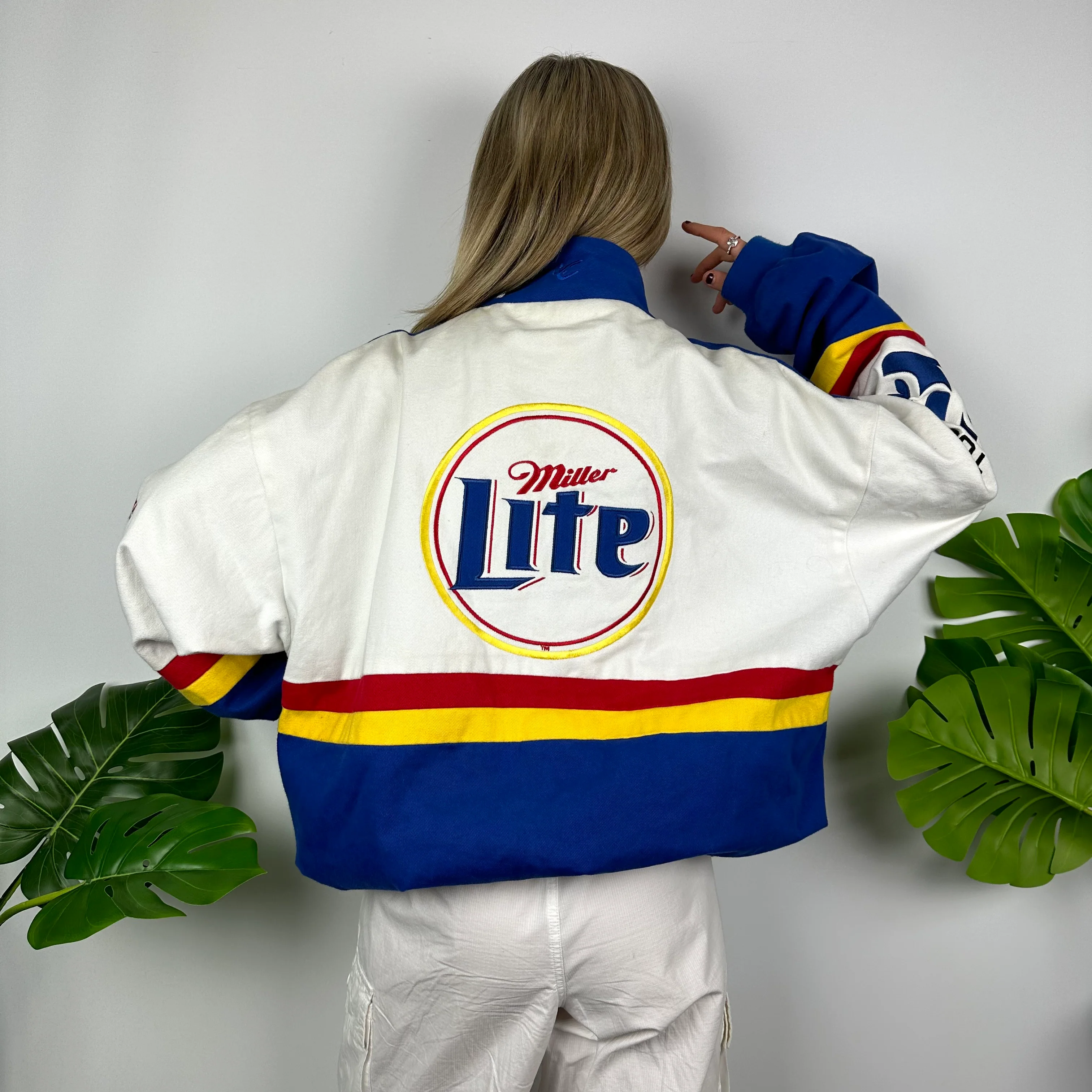 Miller Lite Blue, White & Yellow NASCAR Racing Jacket (XL) - Image 3
