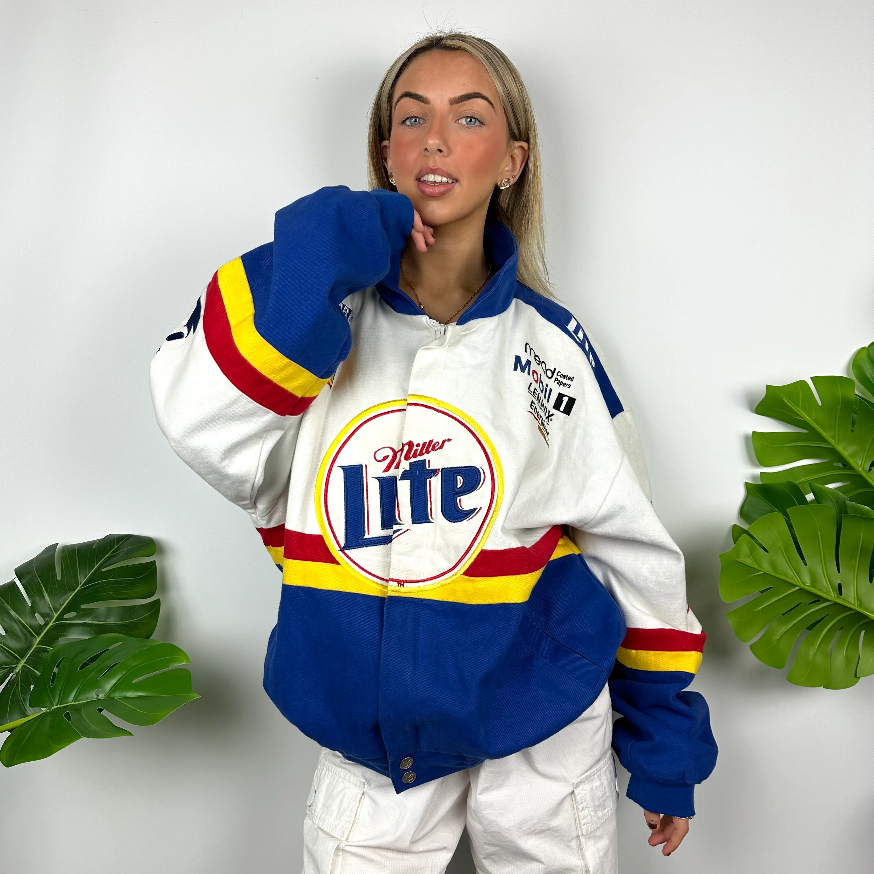 Miller Lite Blue, White & Yellow NASCAR Racing Jacket (XL) - Image 5