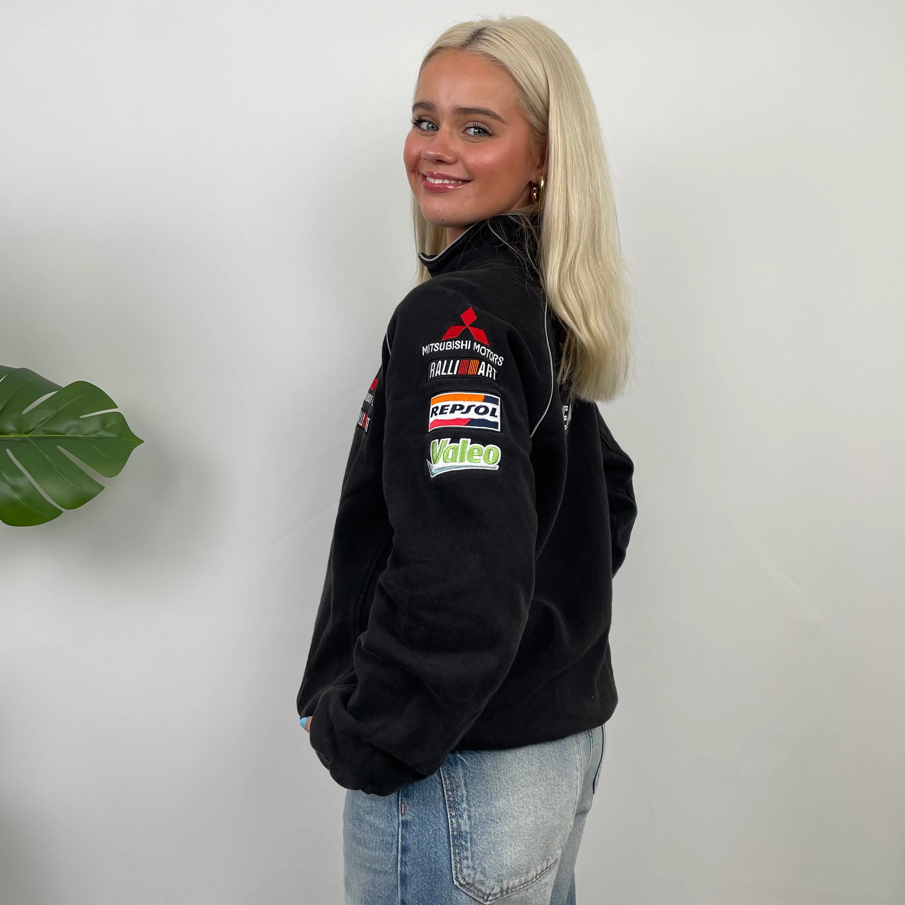 Mitsubishi Racing black Embroidered Spell Out Quarter Zip (S) - Image 3