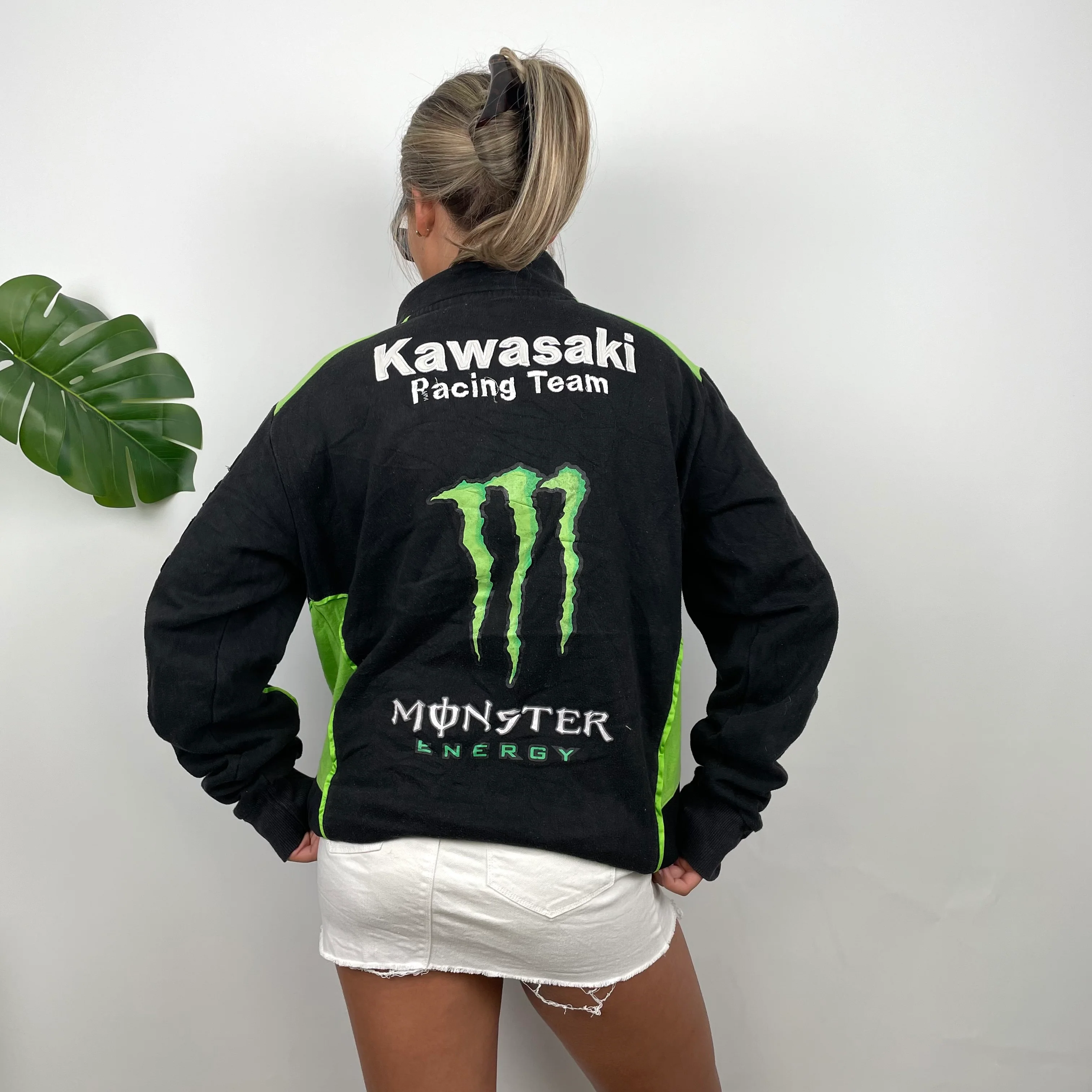 Monster Energy Racing Team Black Embroidered Spell Out Zip Up Hoodie Jacket (L) - Image 7