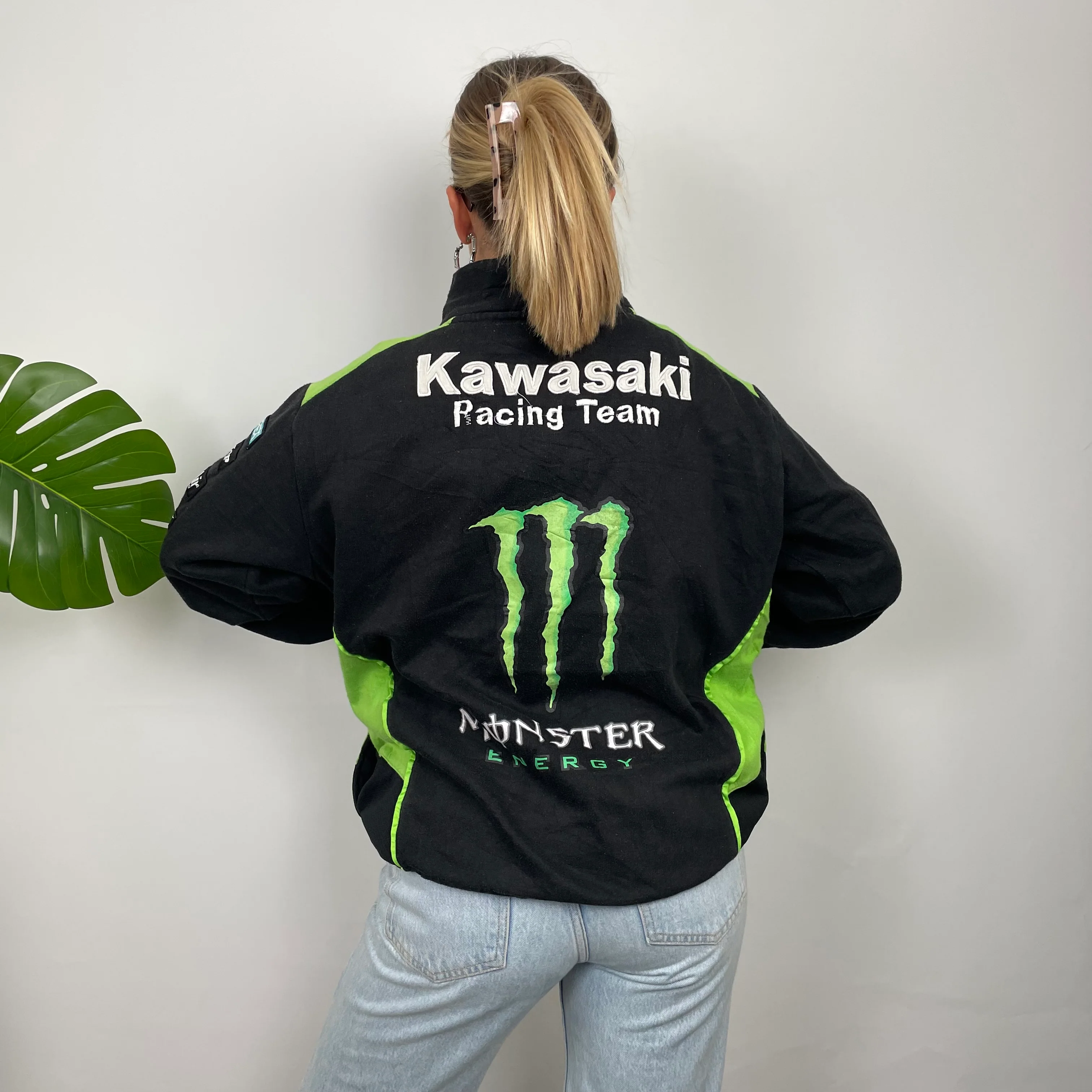 Monster Energy Racing Team Black Embroidered Spell Out Zip Up Hoodie Jacket (L) - Image 7