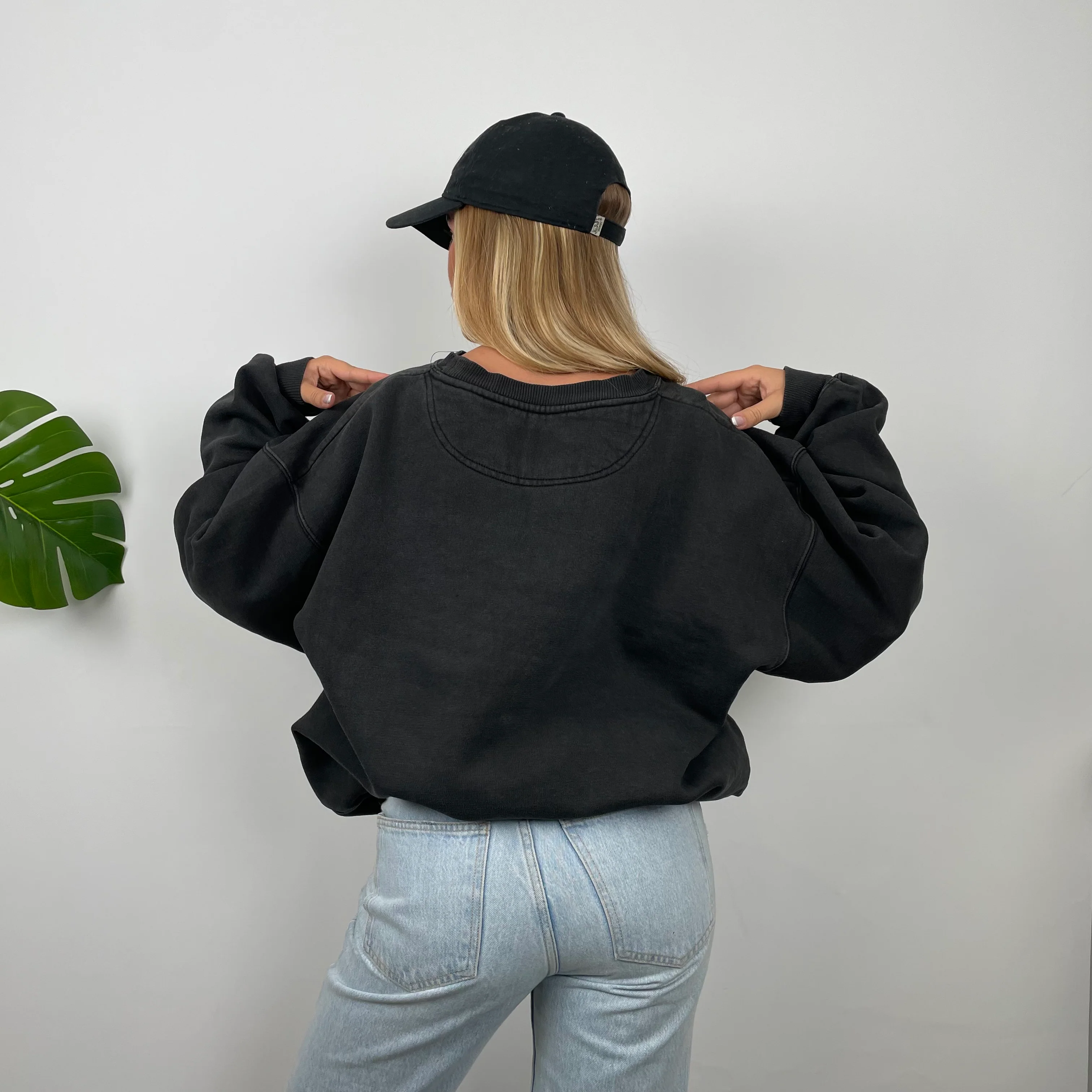 NFL Carolina Panthers Black Embroidered Spell Out Sweatshirt (L) - Image 6
