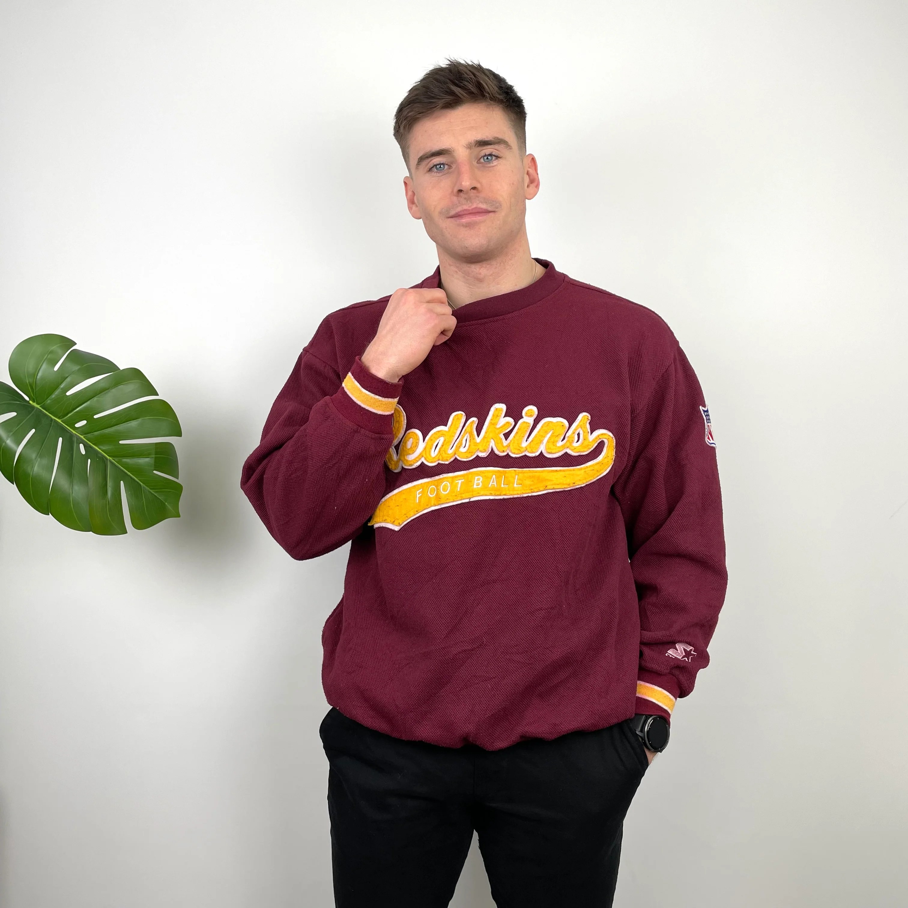NFL Washington Redskins Red Embroidered Spell Out Sweatshirt (M) - Image 3