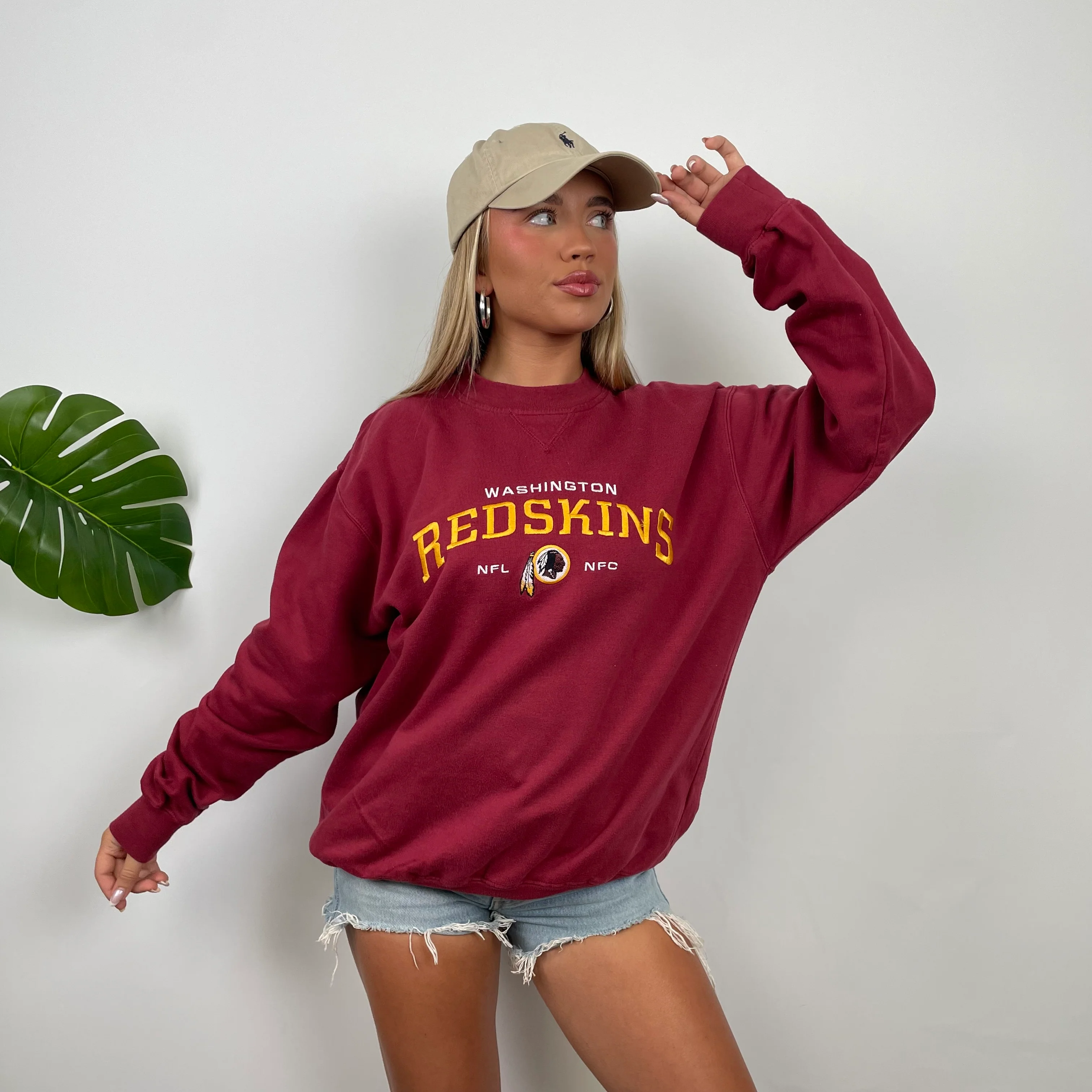 NFL Washington Redskins Red Embroidered Spell Out Sweatshirt (M) - Image 2