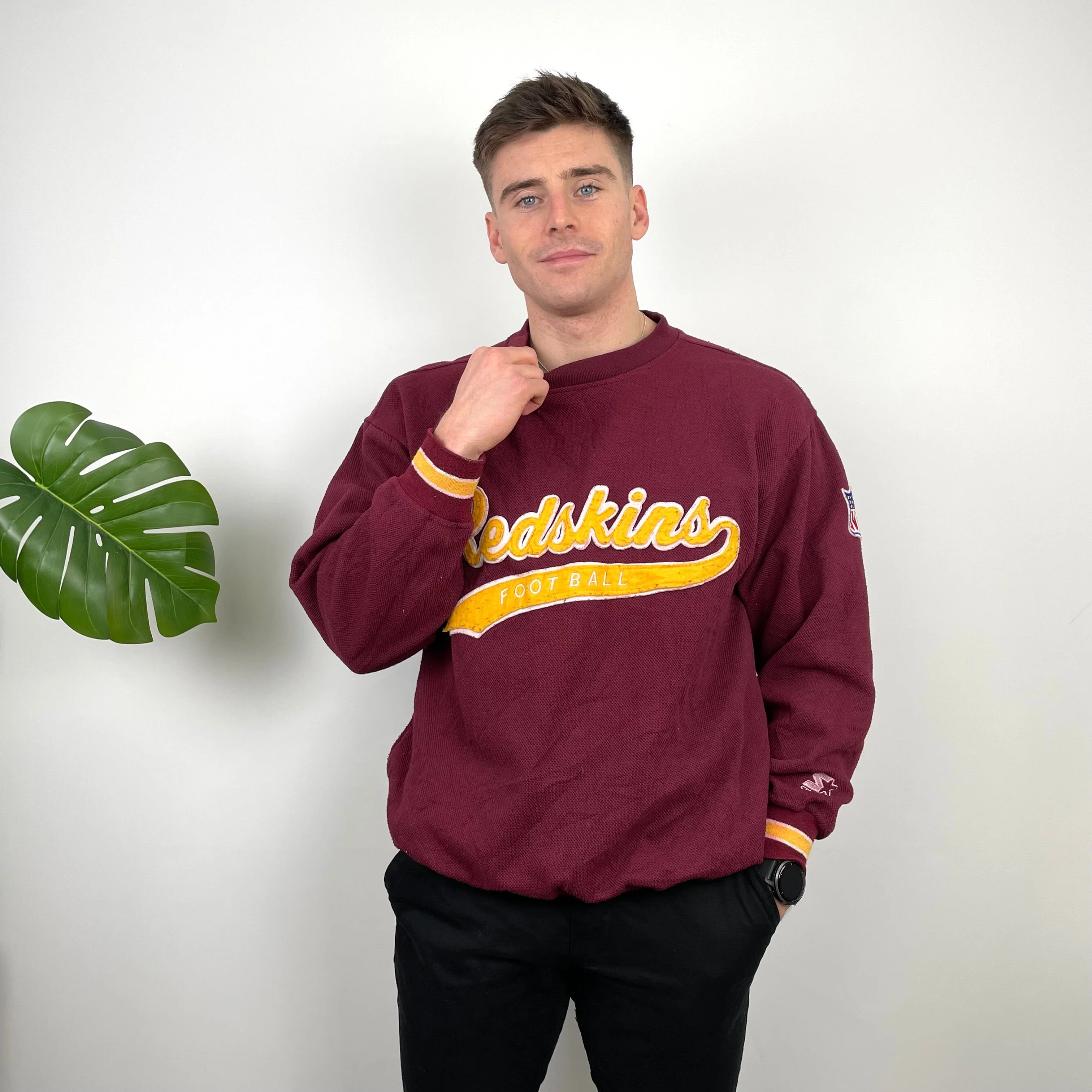NFL Washington Redskins Red Embroidered Spell Out Sweatshirt (M) - Image 2