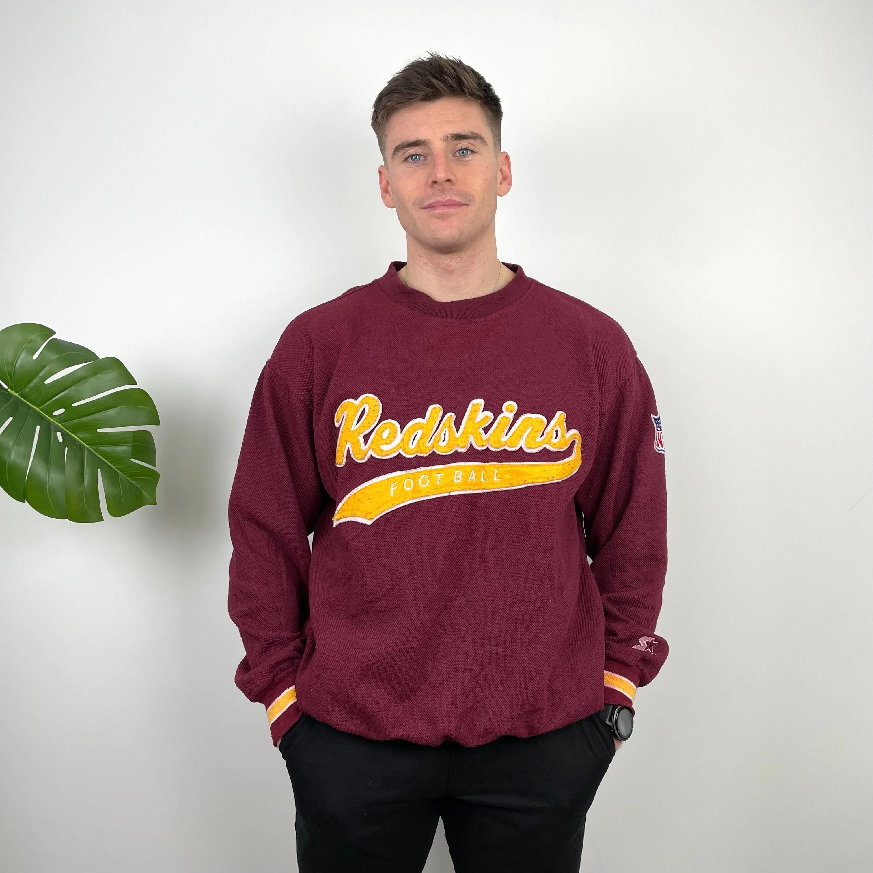NFL Washington Redskins Red Embroidered Spell Out Sweatshirt (M) - Image 6