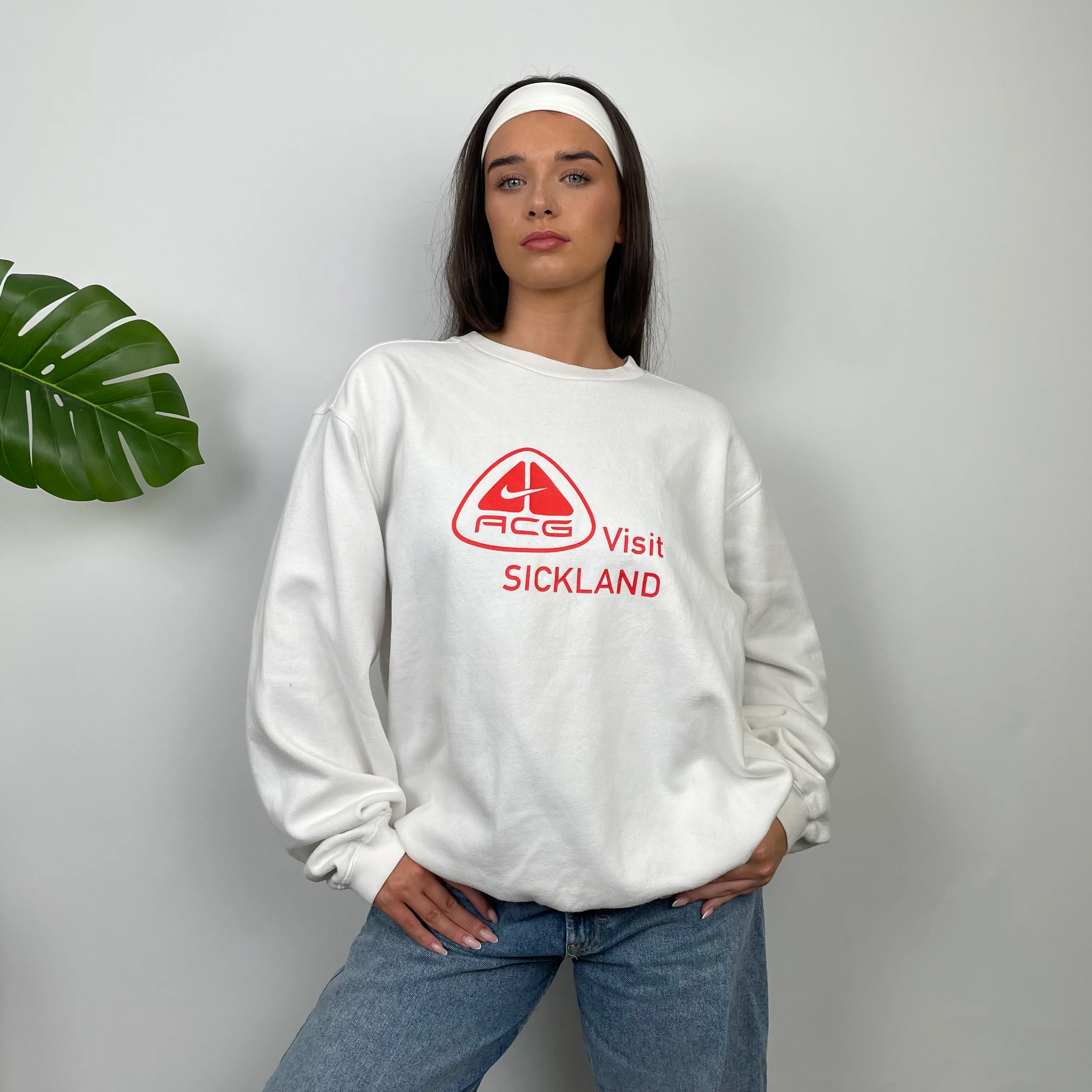 Nike ACG RARE White Embroidered Spell Out Sweatshirt (L) - Image 8