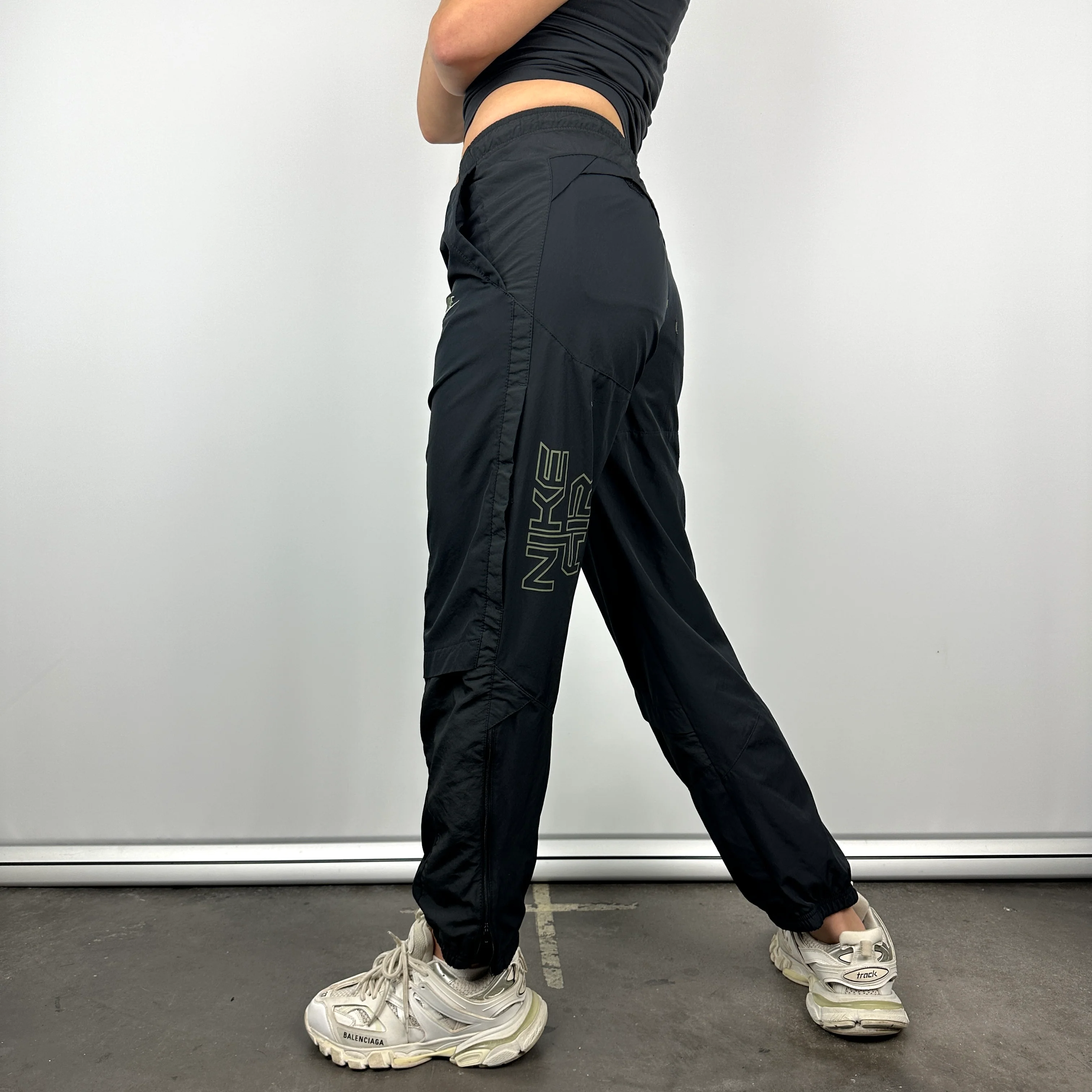 Nike Air Black Embroidered Spell Out Track Pants (S) - Image 2