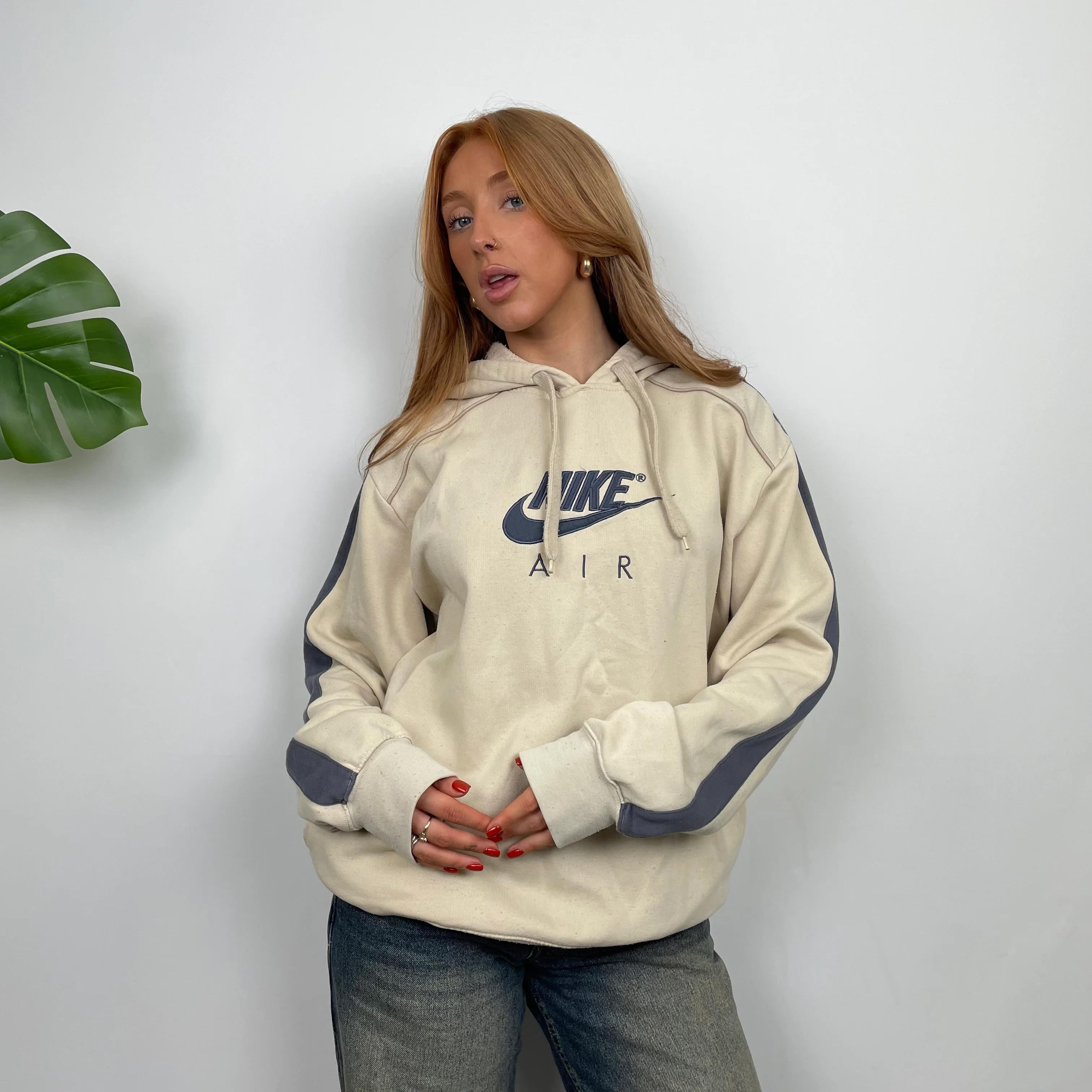 Nike Air Cream Embroidered Spell Out Hoodie (M) - Image 3