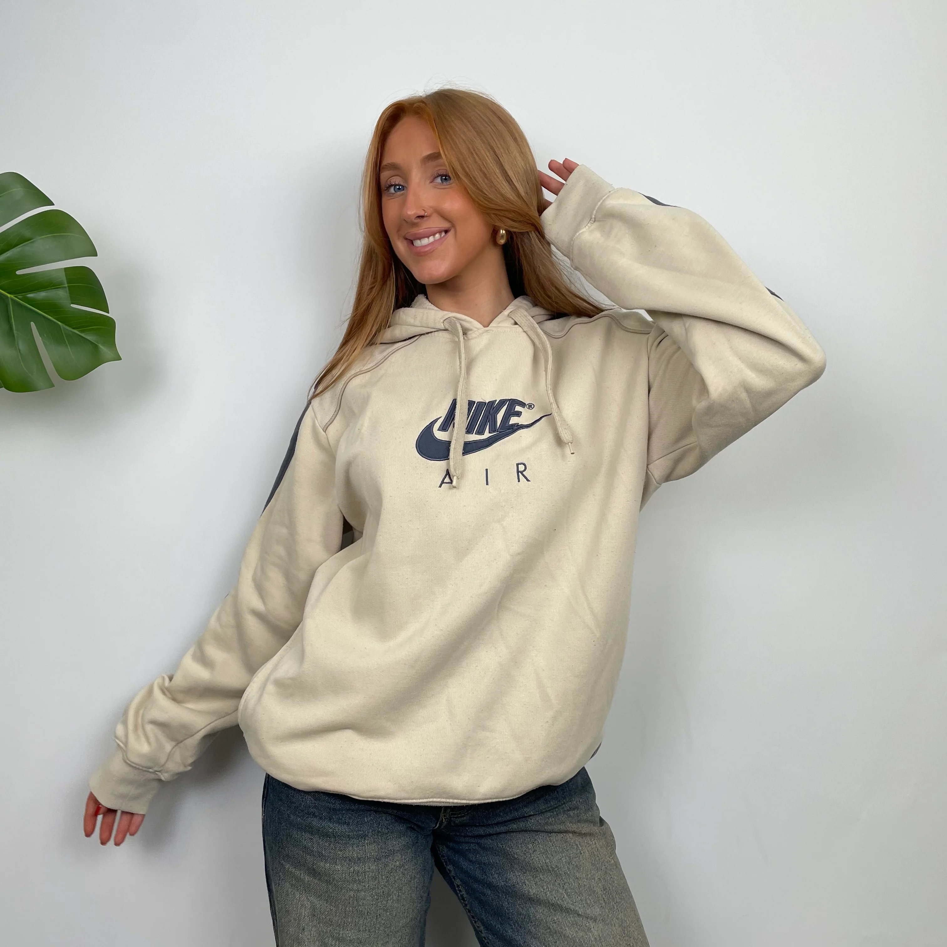 Nike Air Cream Embroidered Spell Out Hoodie (M) - Image 4