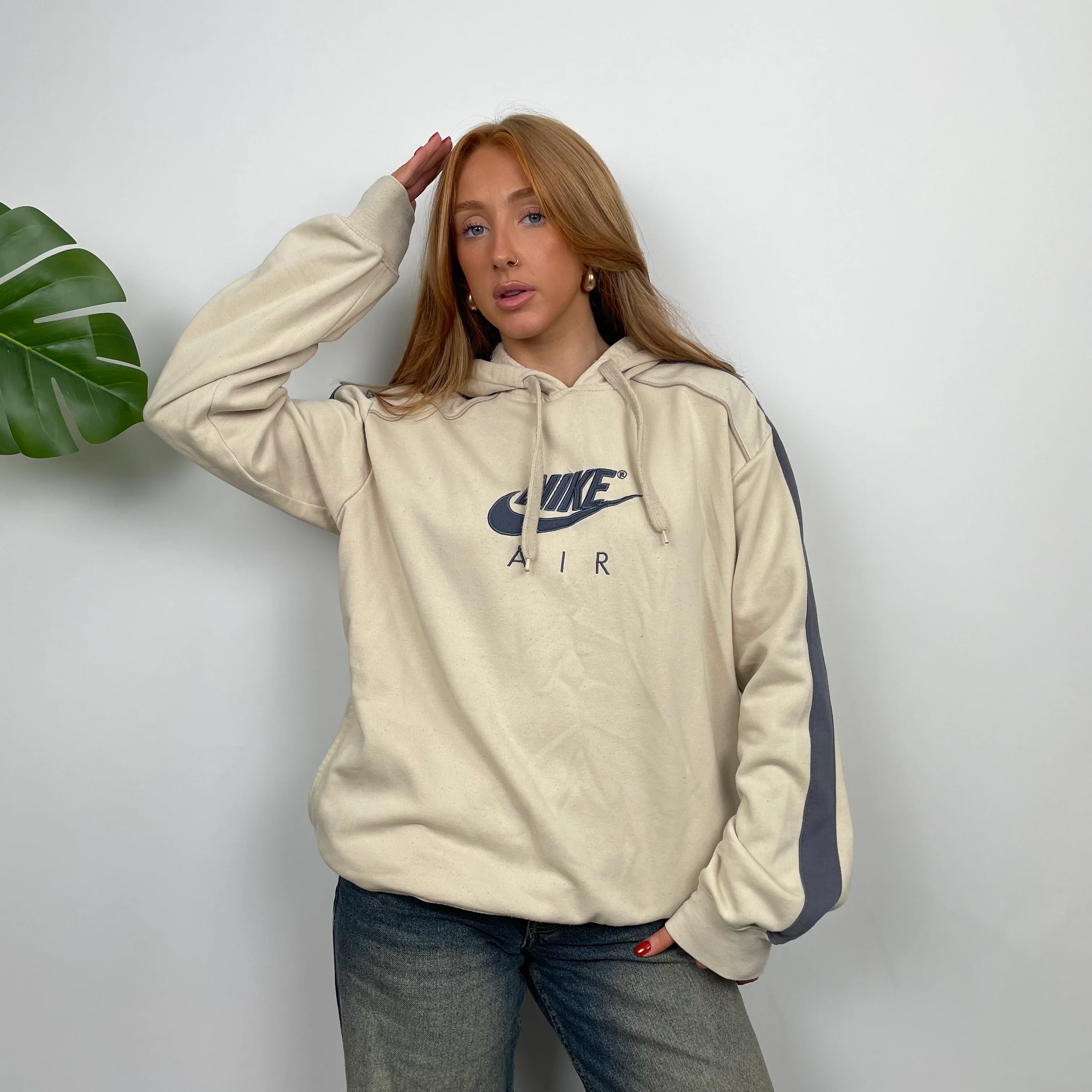 Nike Air Cream Embroidered Spell Out Hoodie (M) - Image 5