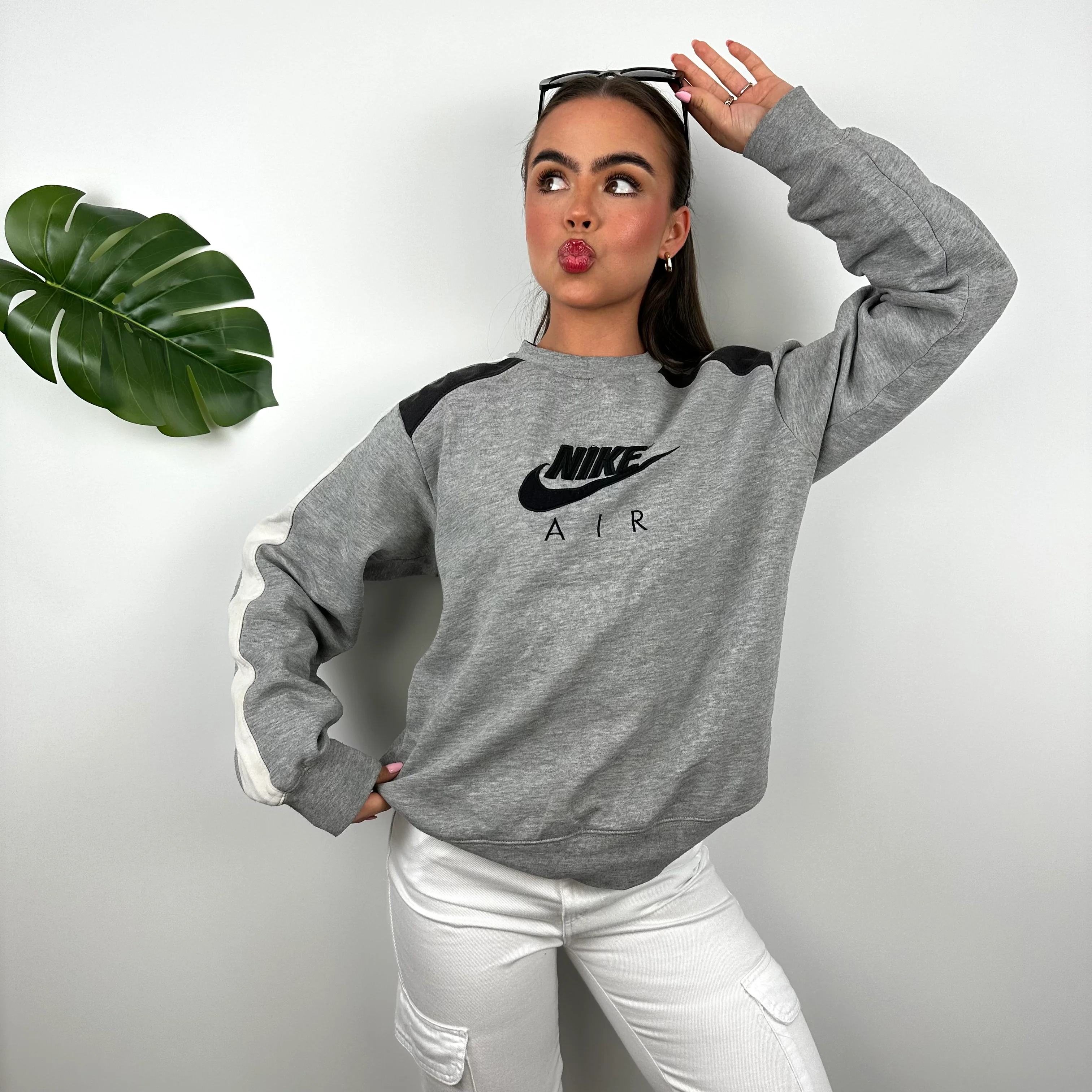 Nike Air Grey Embroidered Spell Out Sweatshirt (S) - Image 3