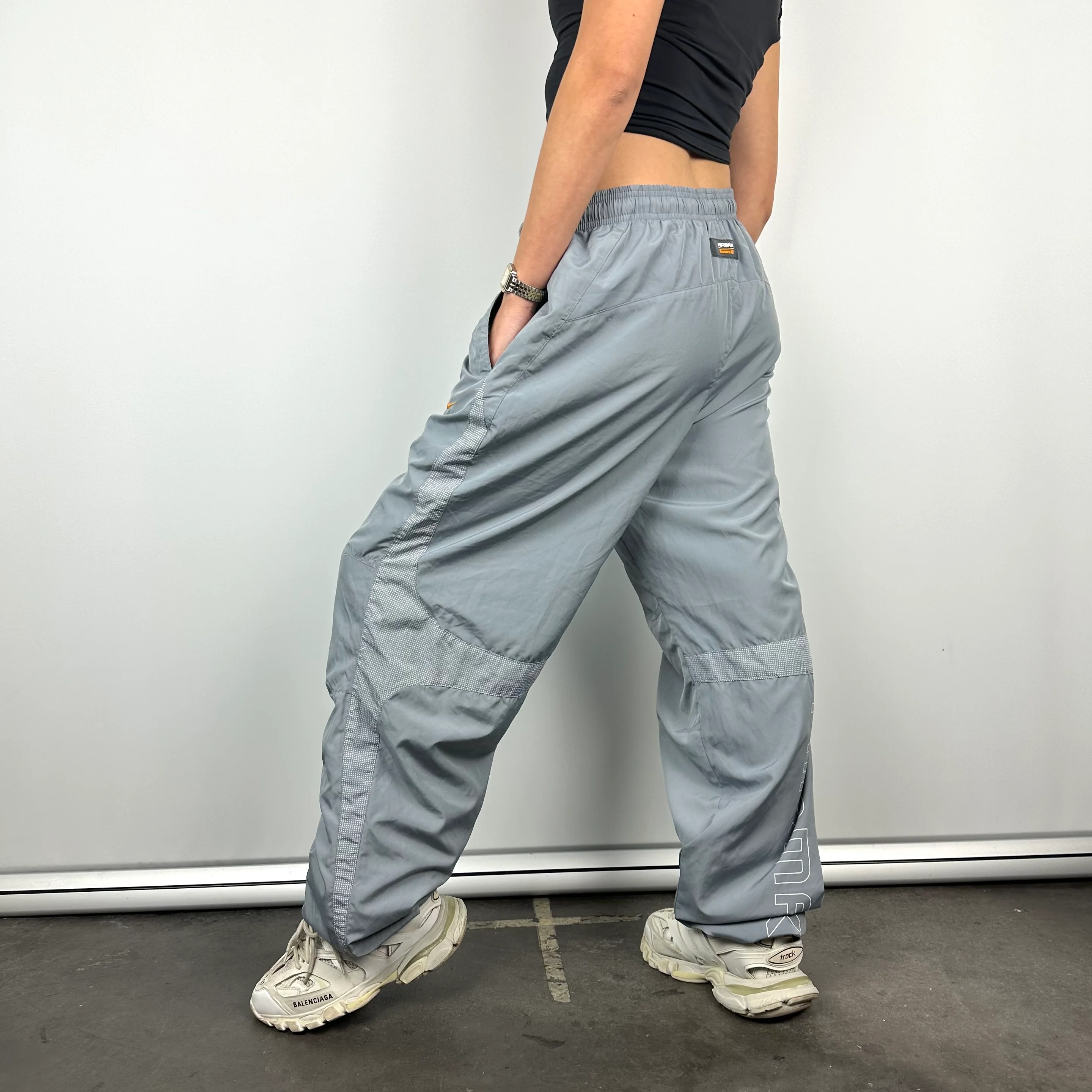 Nike Air Max Grey Embroidered Swoosh Track Pants (L) - Image 7