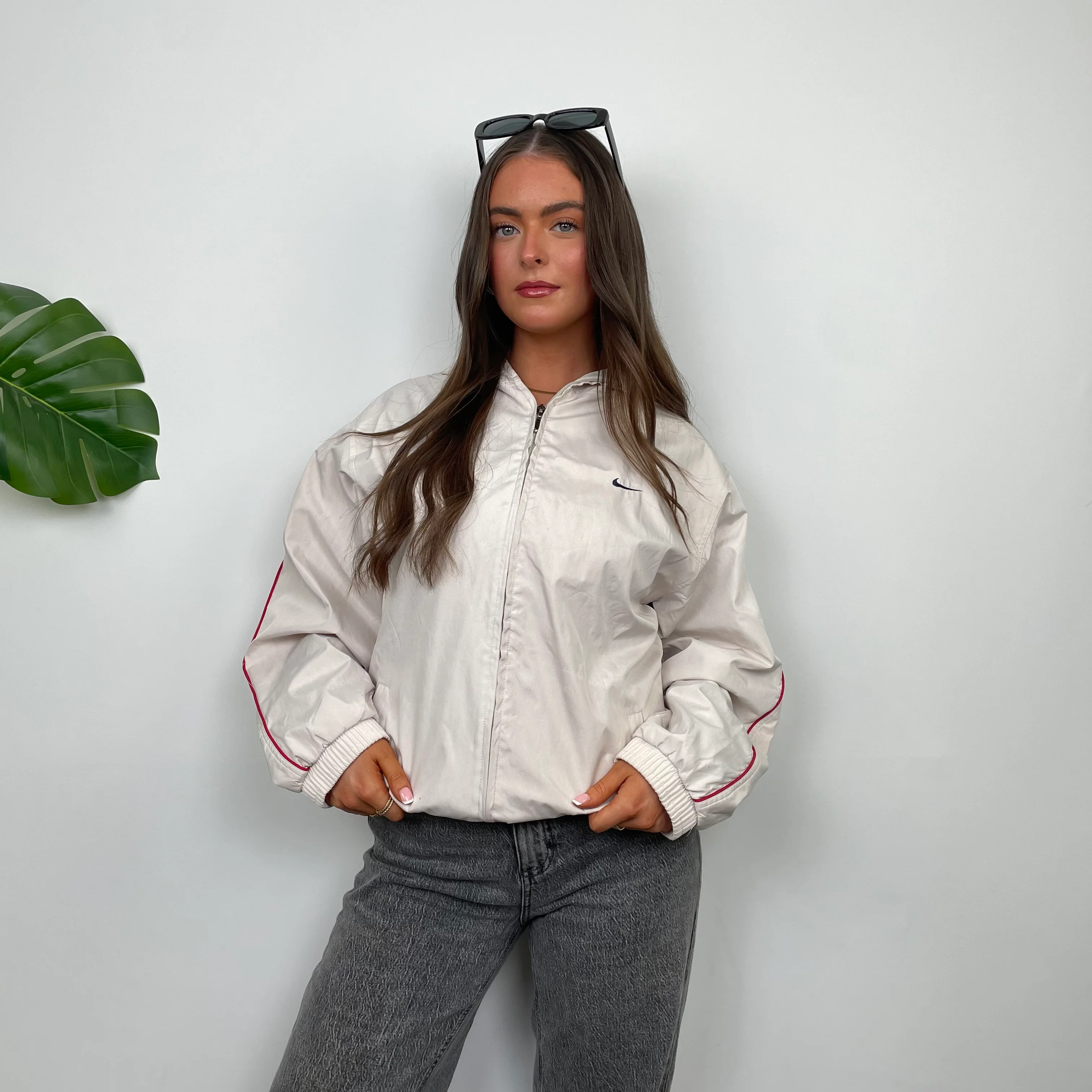 Nike Air Max RARE White Embroidered Swoosh Zip Up Windbreaker Jacket (L) - Image 6