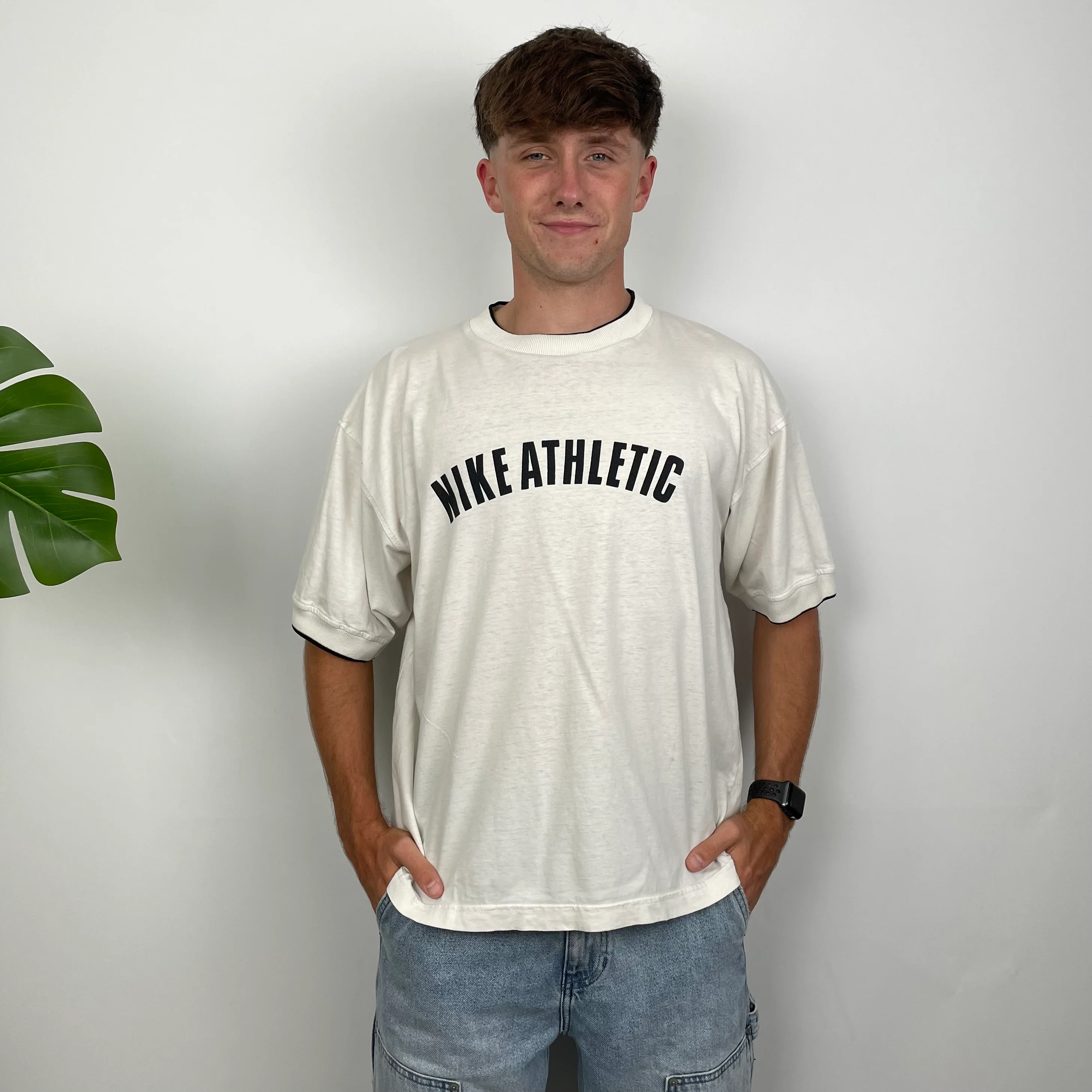Nike Athletic White Spell Out T Shirt (L) - Image 6