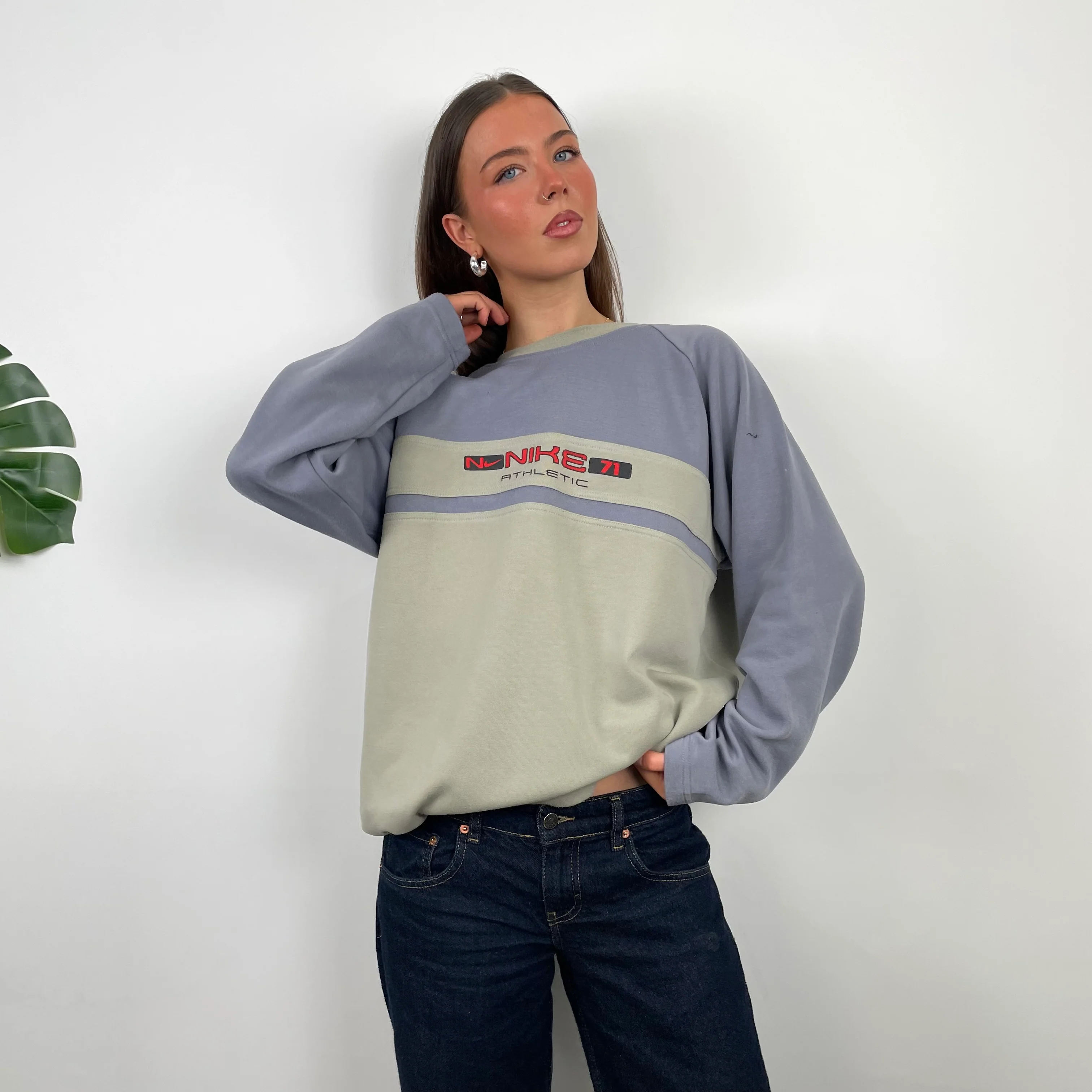 Nike Athletic Green and Purple Embroidered Spell Out Sweatshirt (L) - Image 6