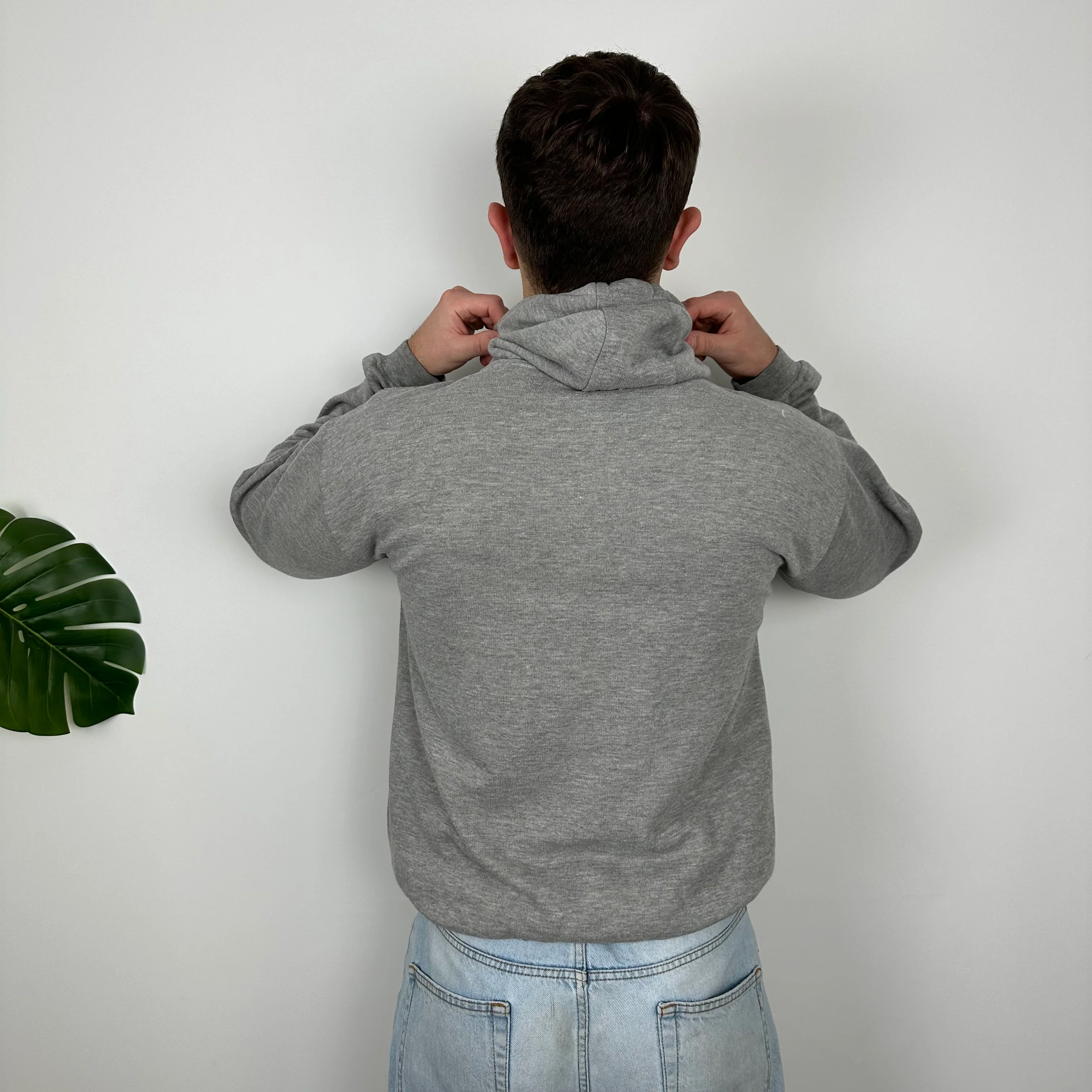 Nike Athletic Grey Embroidered Spell Out Hoodie (L) - Image 5