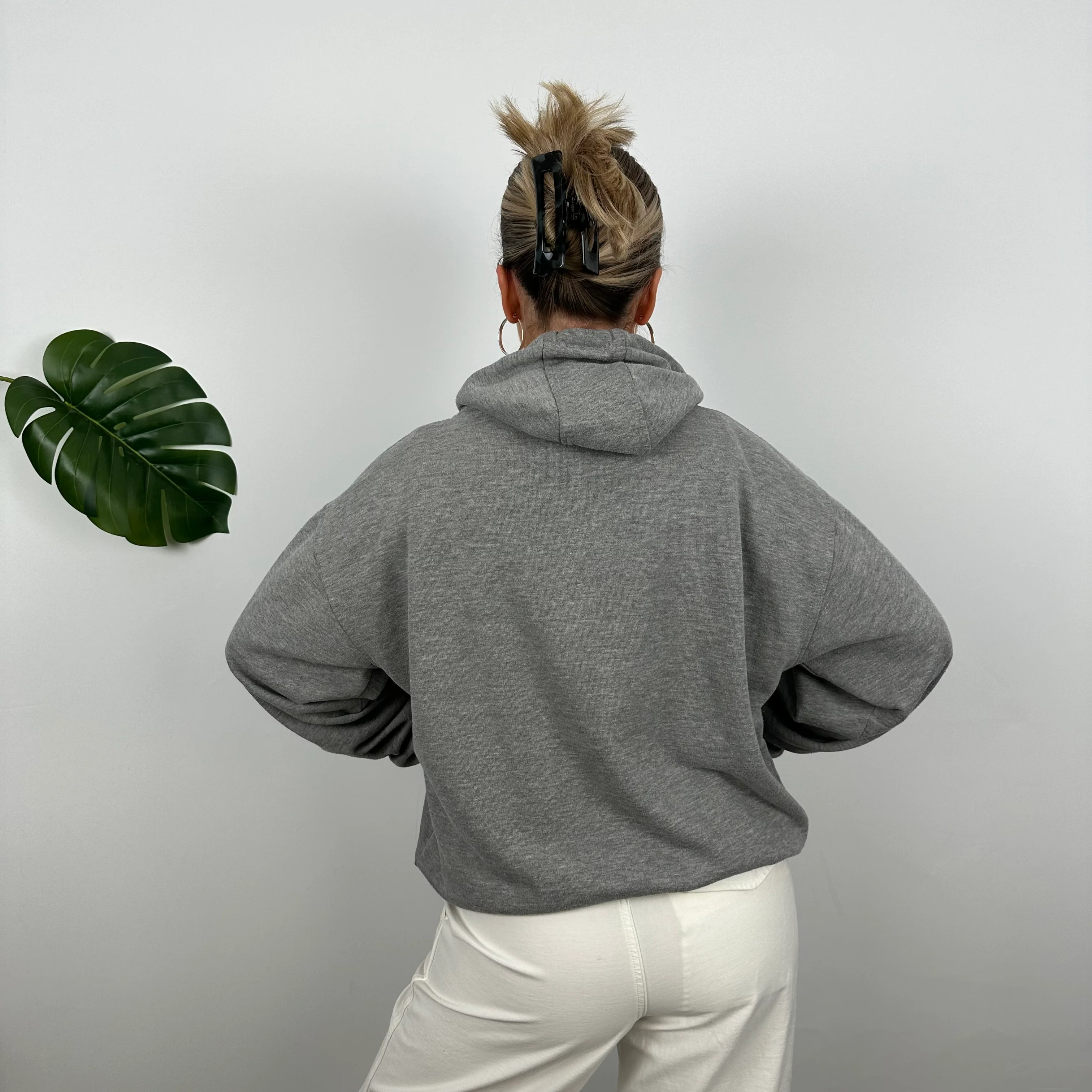 Nike Athletic Grey Embroidered Spell Out Hoodie (L) - Image 5
