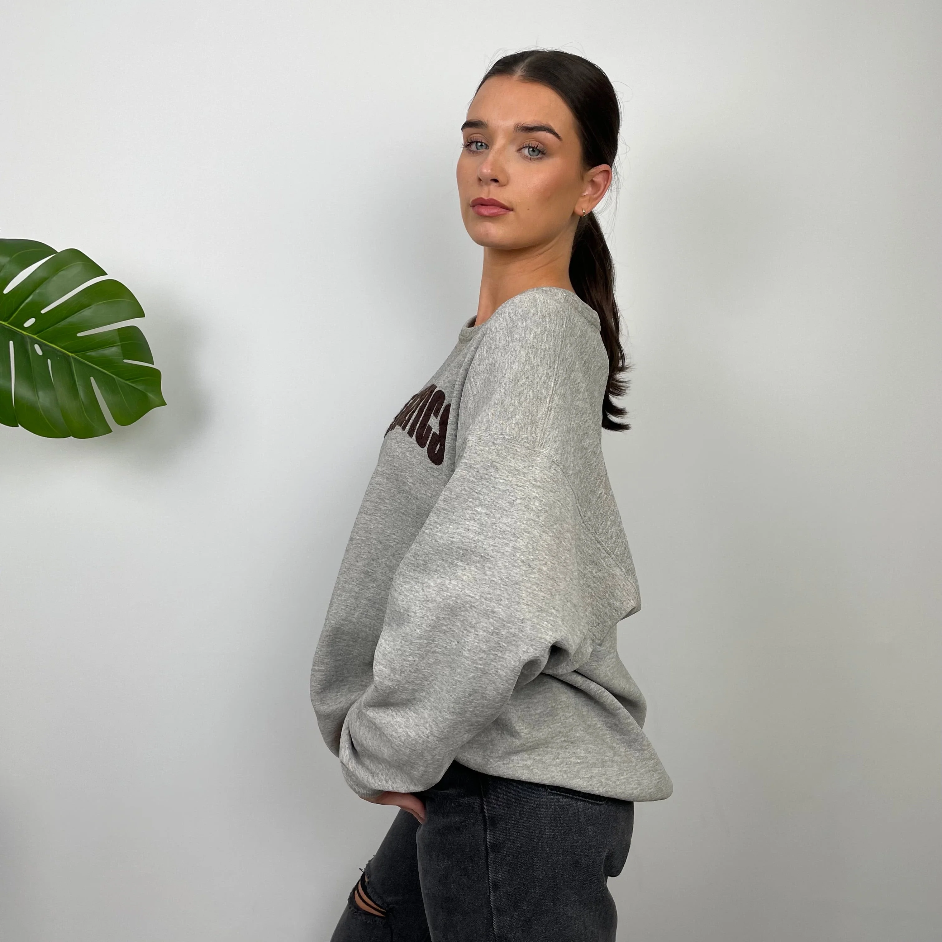 Nike Athletic Grey Embroidered Spell Out Sweatshirt (L) - Image 6