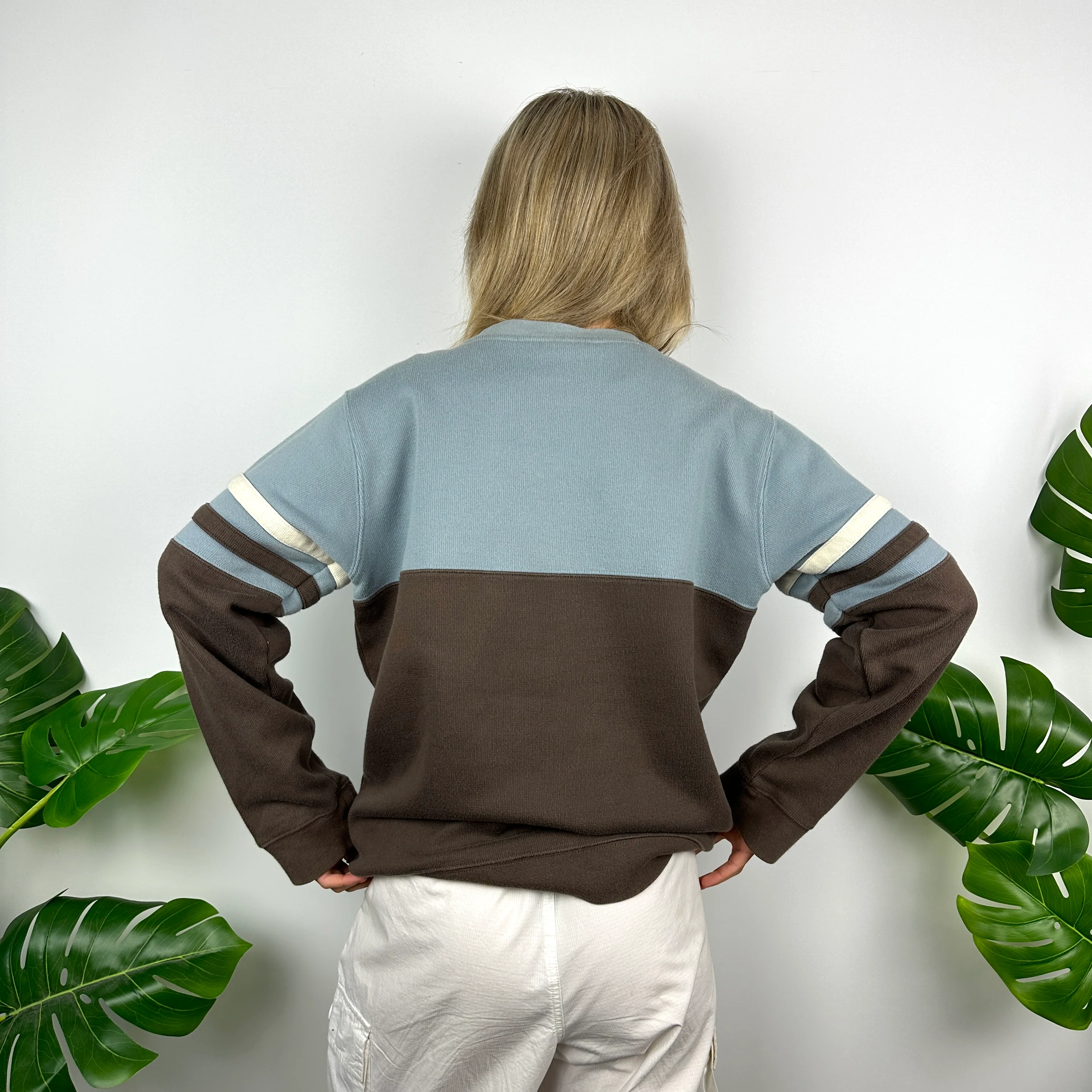 Nike Baby Blue & Brown Embroidered Spell Out Sweatshirt (L) - Image 4