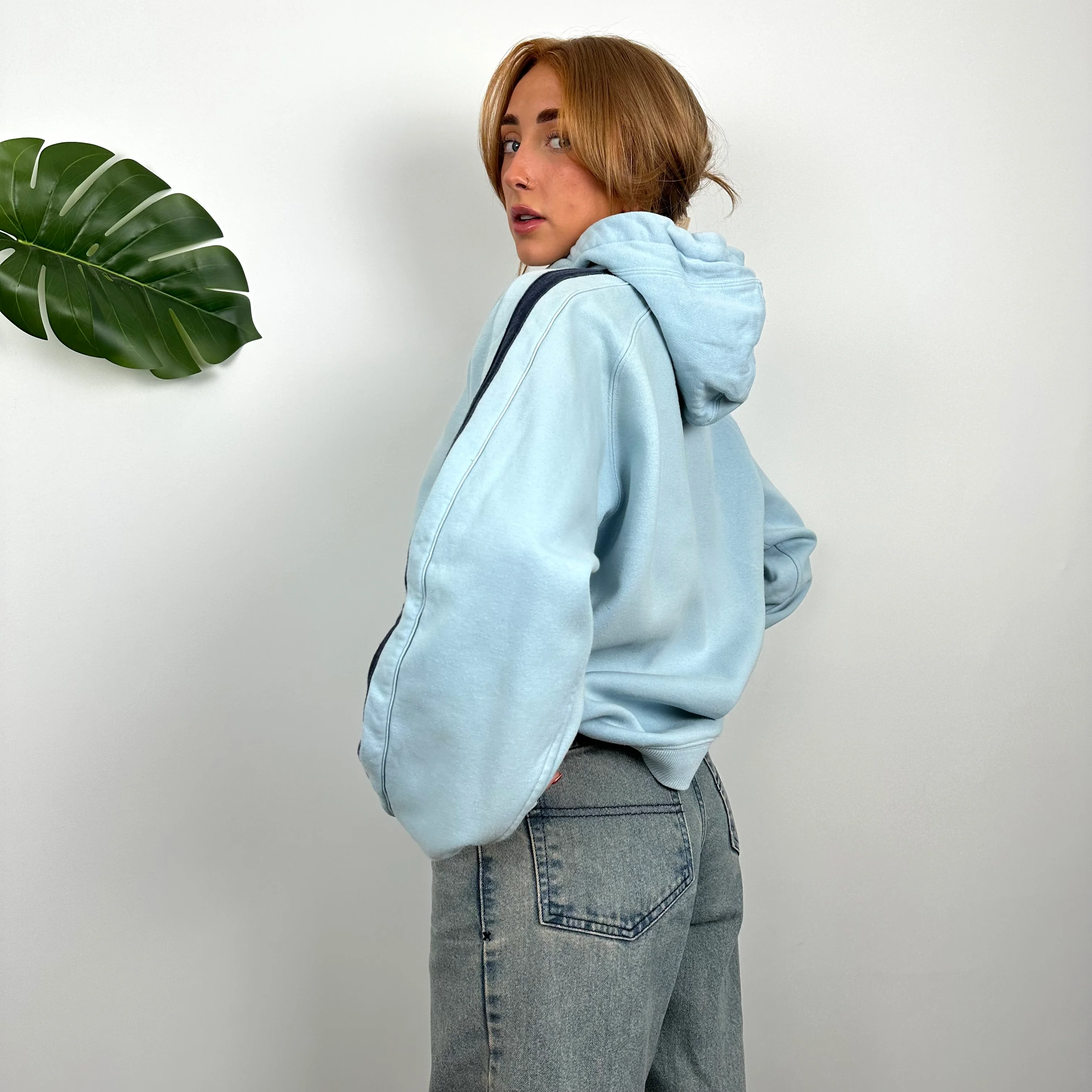 Nike Baby Blue Embroidered Spell Out Hoodie (M) - Image 5
