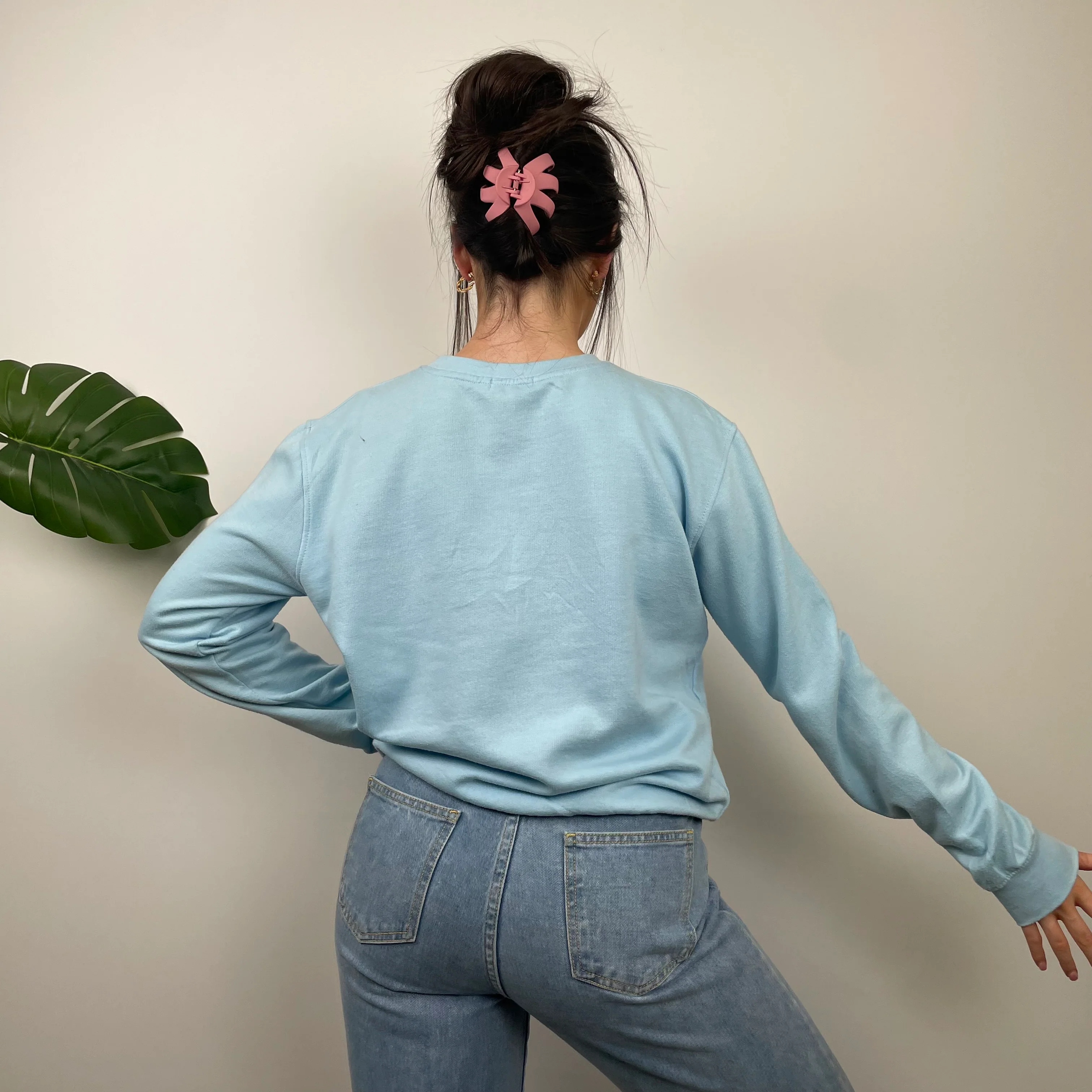 Nike Baby Blue Embroidered Spell Out Sweatshirt (S) - Image 7