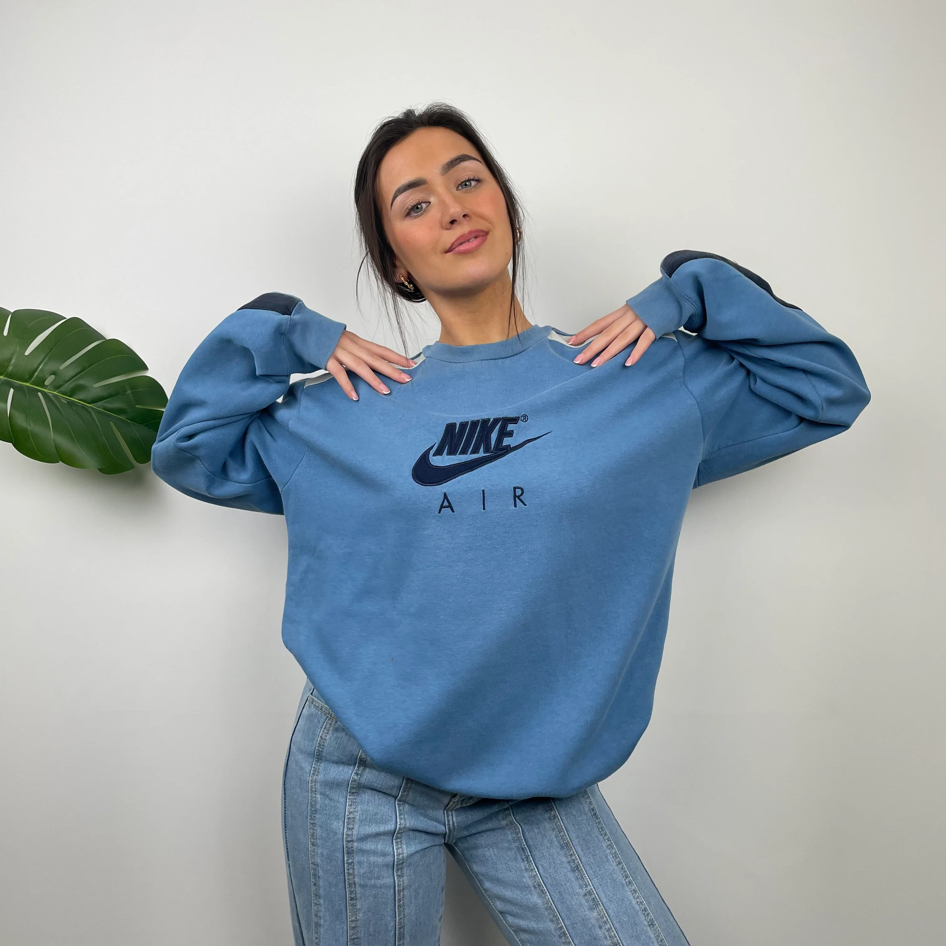 Nike Baby Blue Embroidered Spell Out Sweatshirt (L) - Image 8