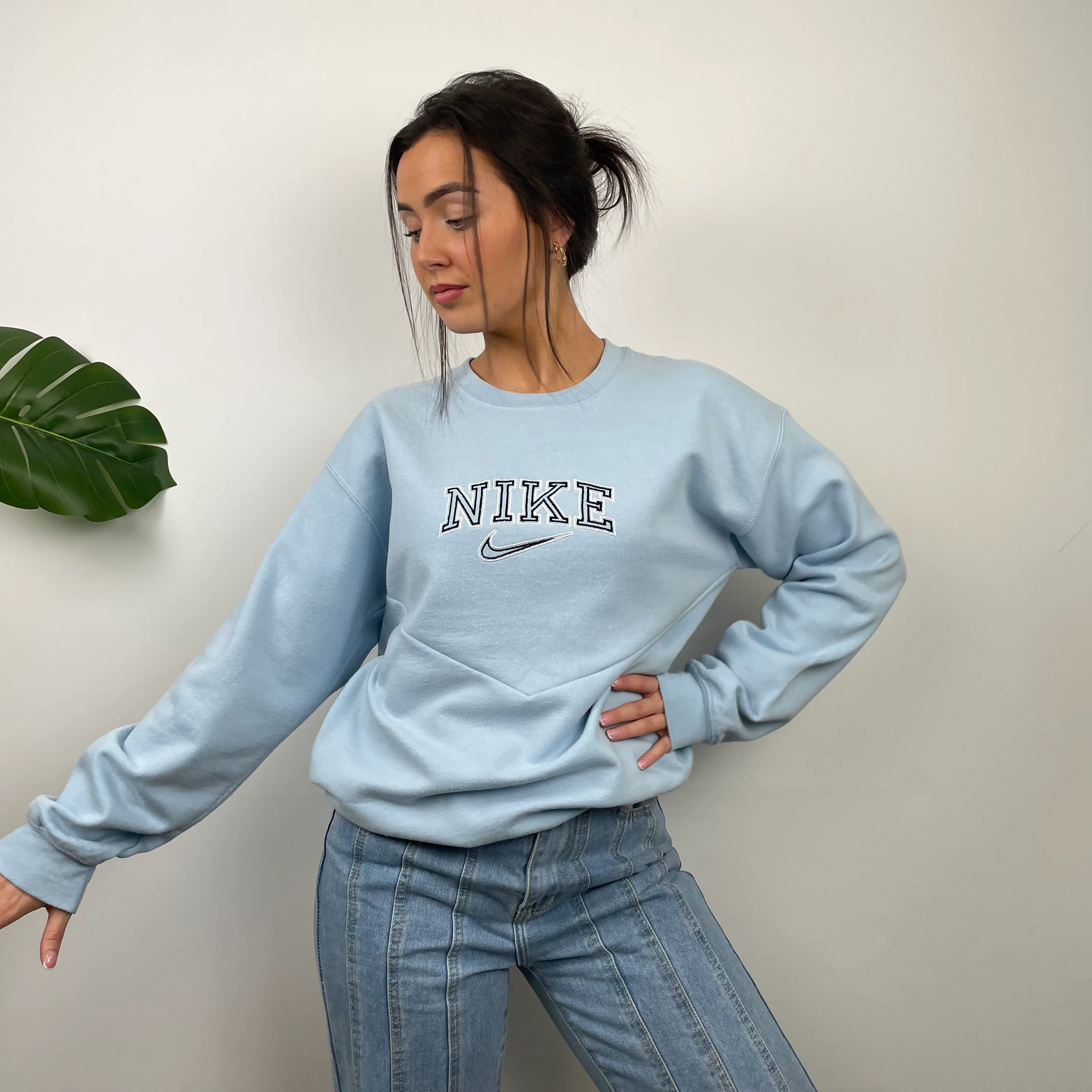 Nike Baby Blue Embroidered Spell Out Sweatshirt (L) - Image 2