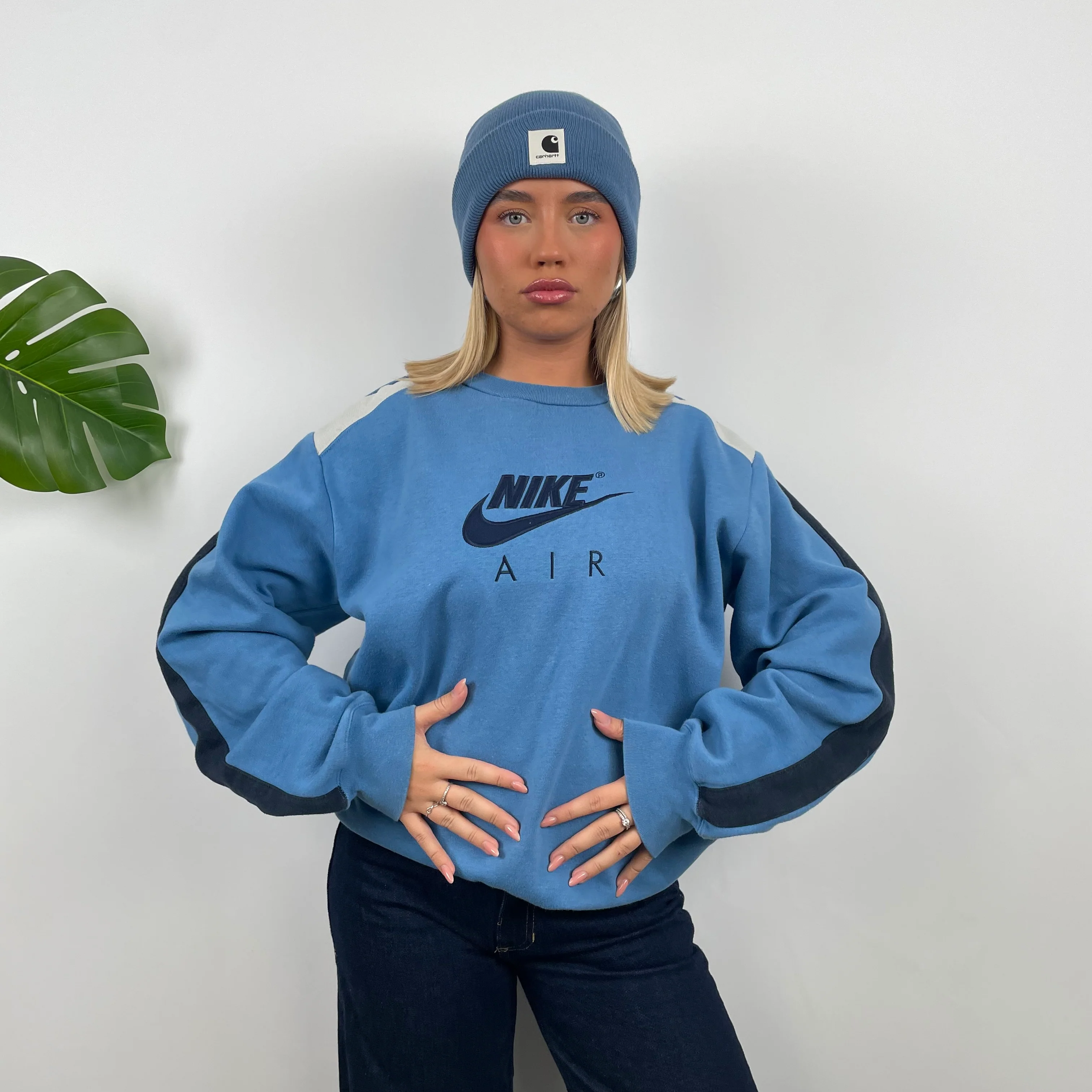 Nike Baby Blue Embroidered Spell Out Sweatshirt (L) - Image 4