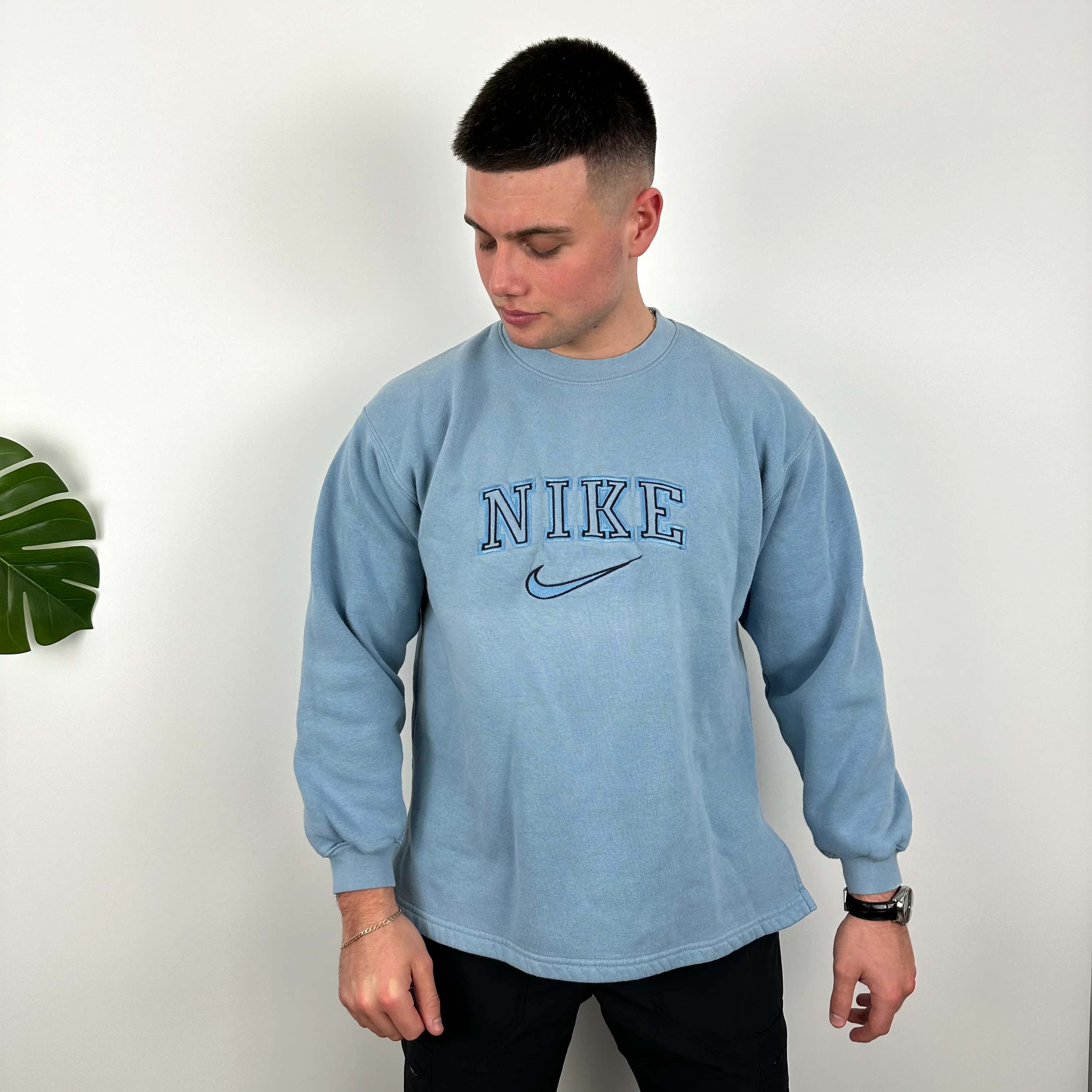 Nike Baby Blue Embroidered Spell Out Sweatshirt (L) - Image 2