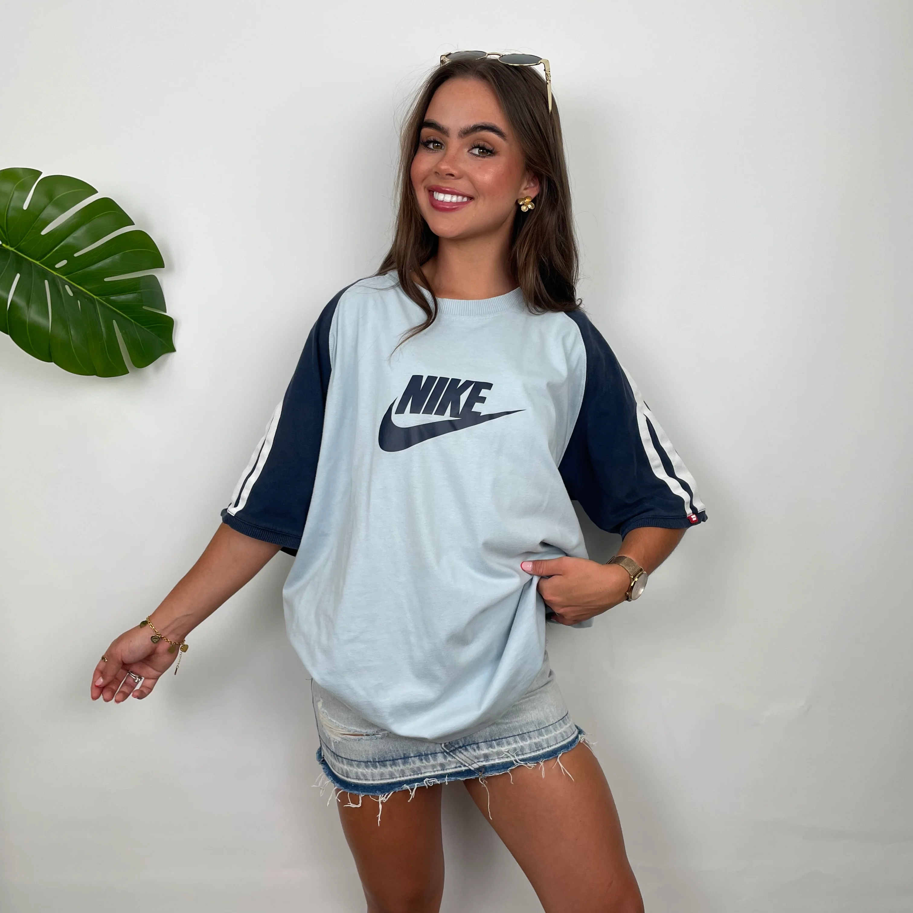Nike Baby Blue Embroidered Spell Out T Shirt (XXL) - Image 4