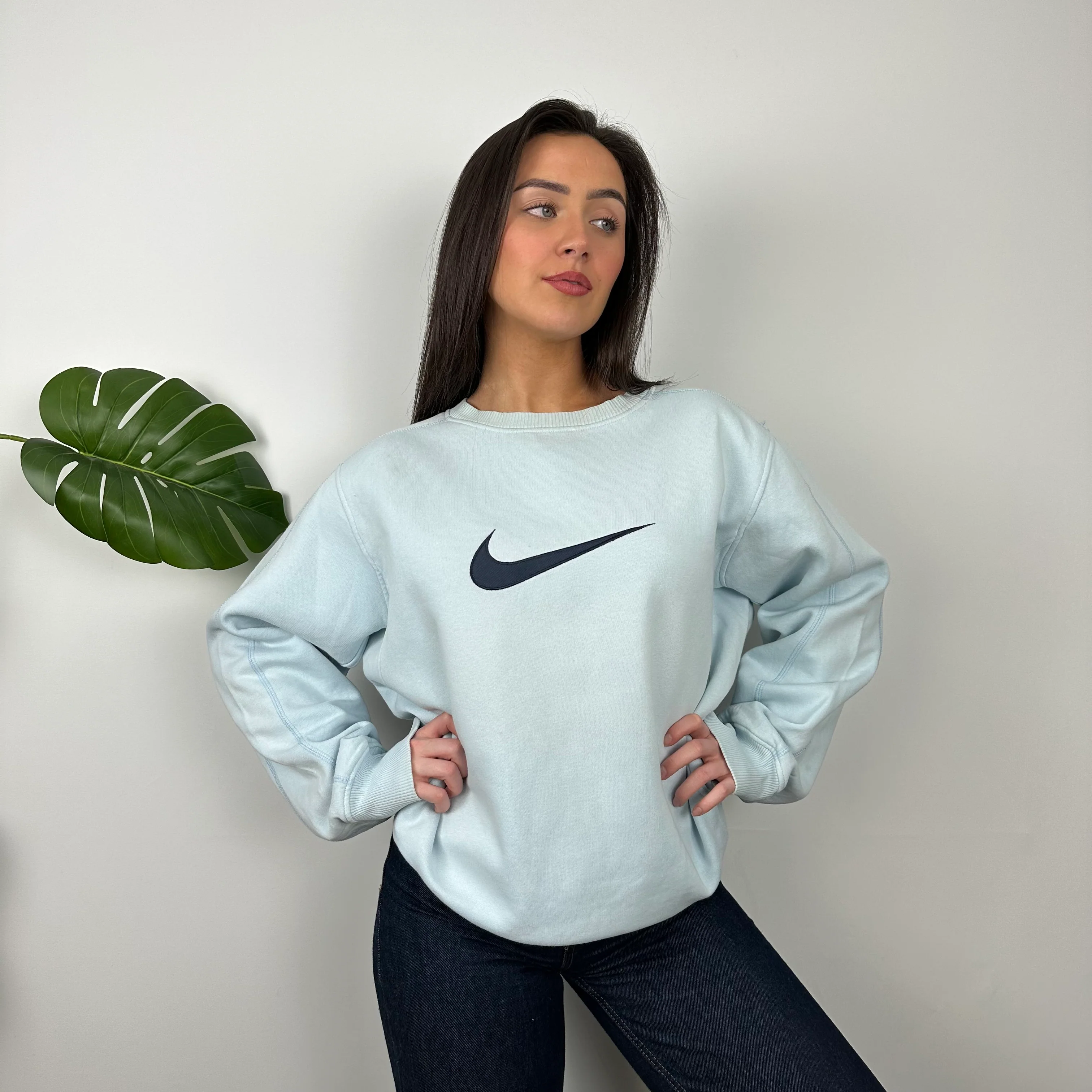 Nike Baby Blue Embroidered Swoosh Sweatshirt (L) - Image 5