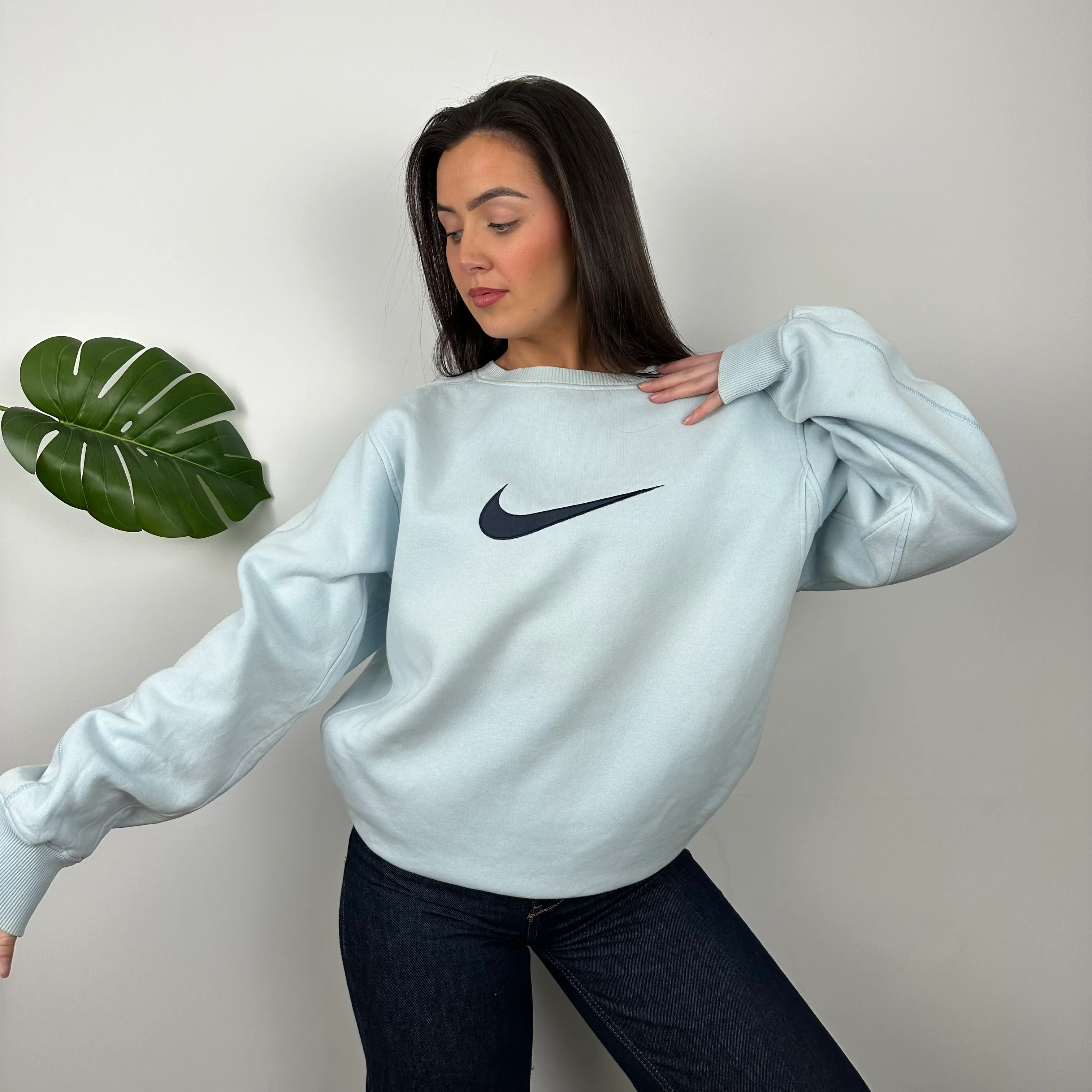 Nike Baby Blue Embroidered Swoosh Sweatshirt (L) - Image 6