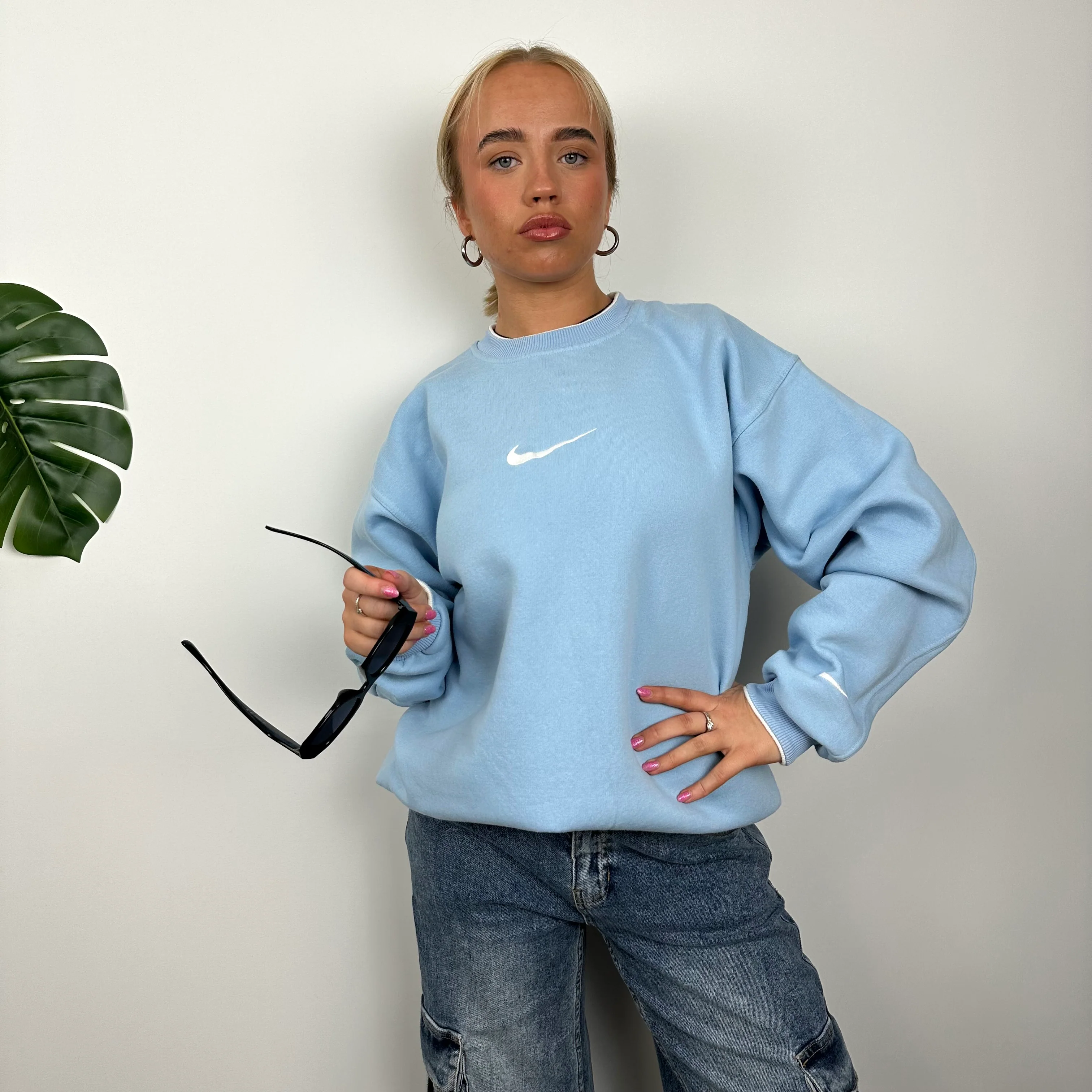 Nike Baby Blue Embroidered Swoosh Sweatshirt (L) - Image 2