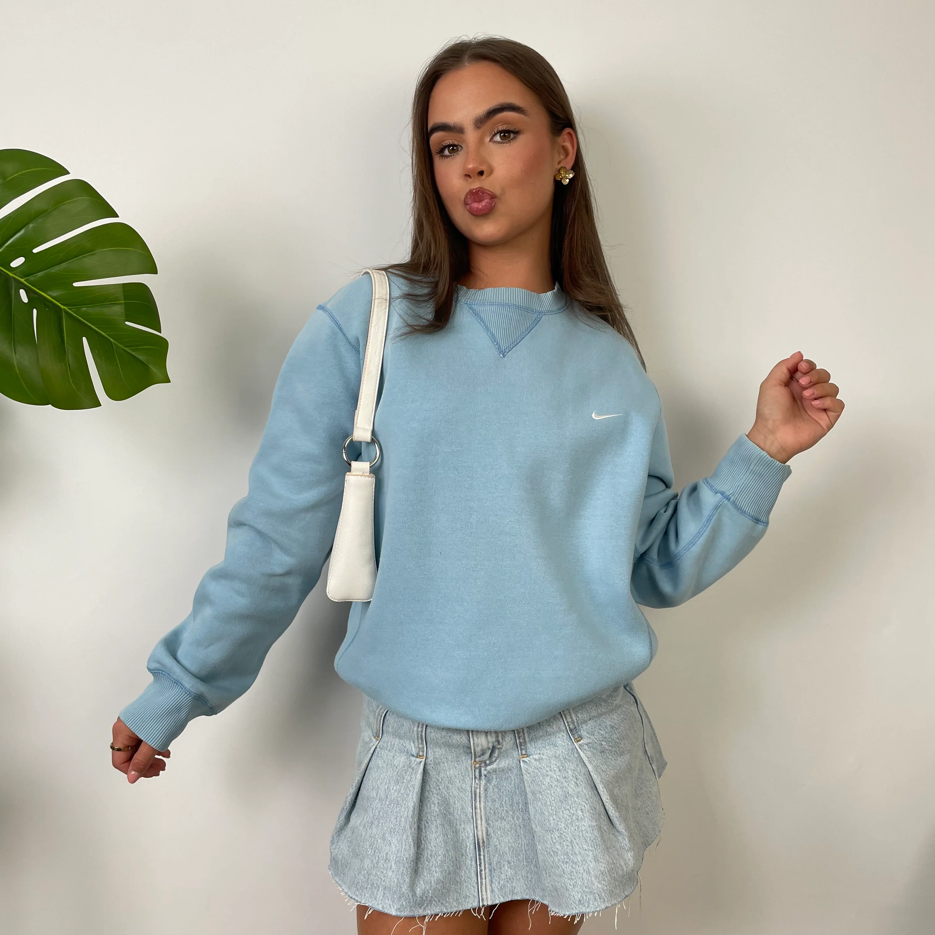 Nike Baby Blue Embroidered Swoosh Sweatshirt (S) - Image 3