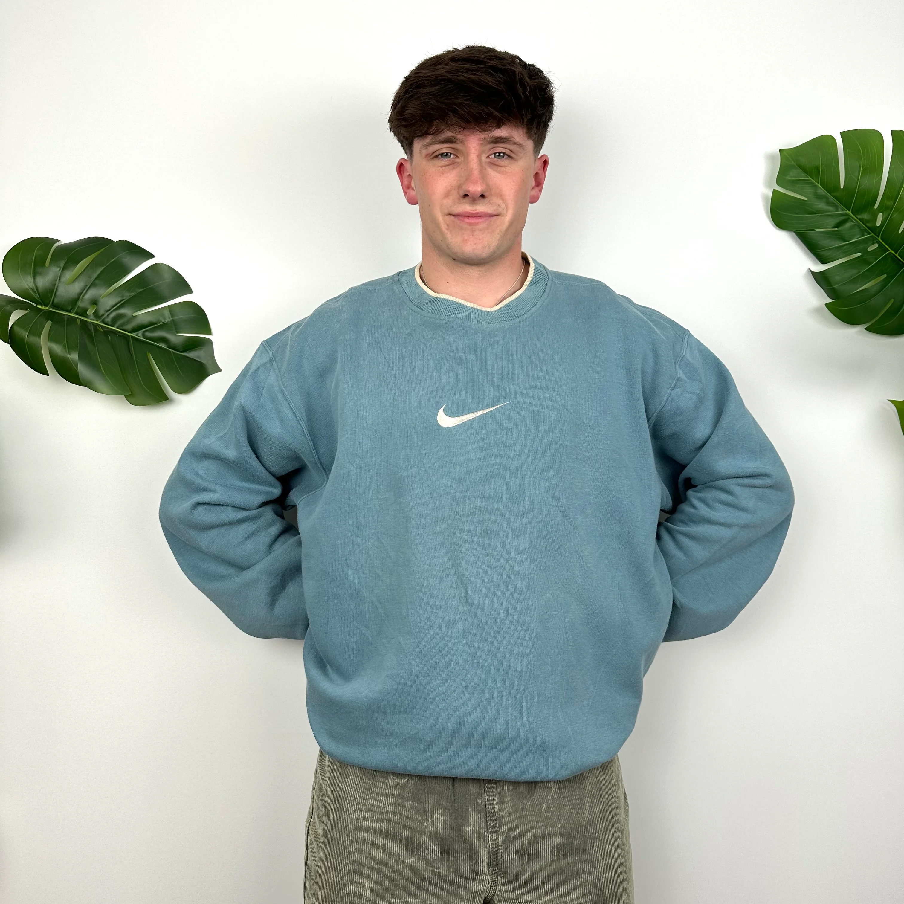 Nike Baby Blue Embroidered Swoosh Sweatshirt (XL) - Image 2