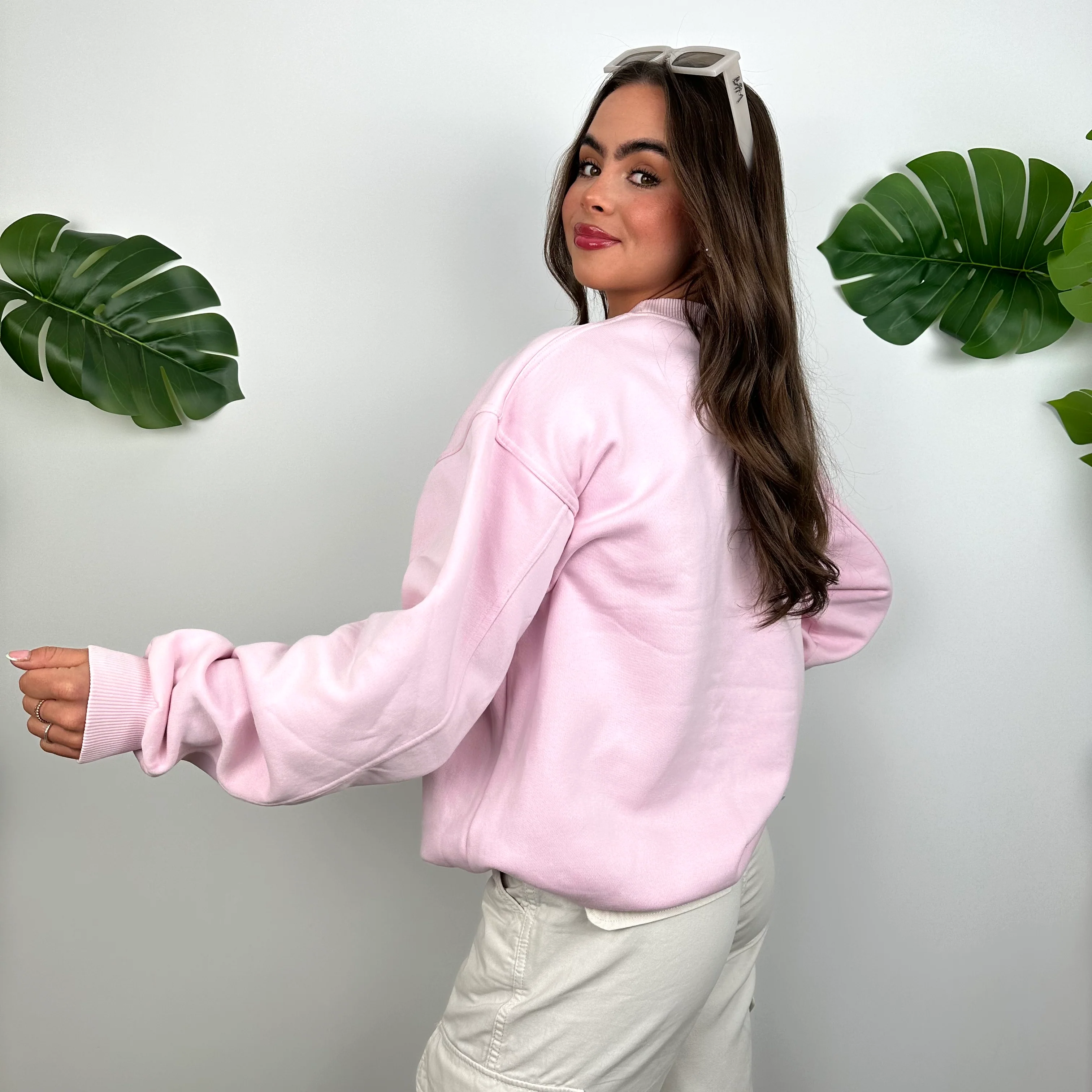 Nike Baby Pink Embroidered Spell Out Sweatshirt (M) - Image 6