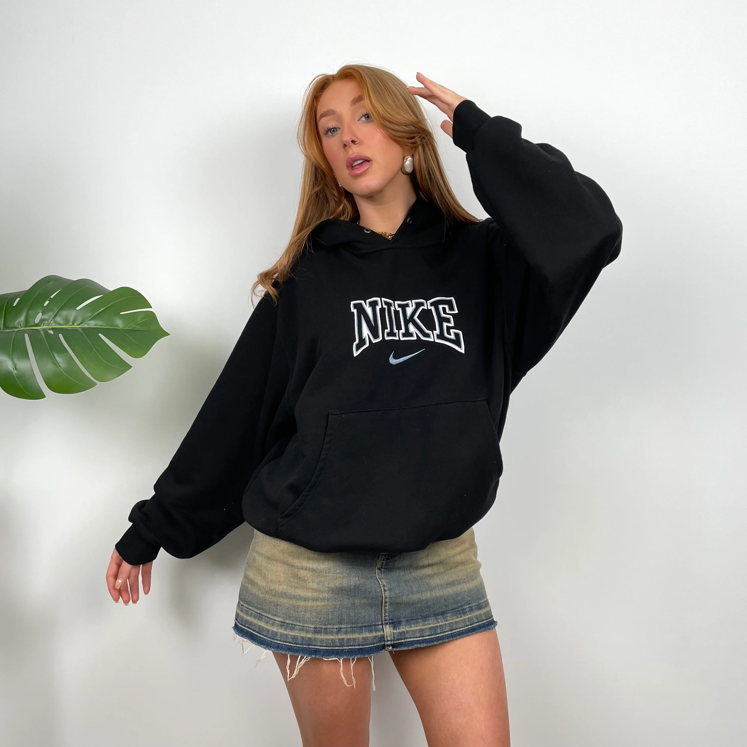 Nike Black Embroidered Spell Out Hoodie (S) - Image 2