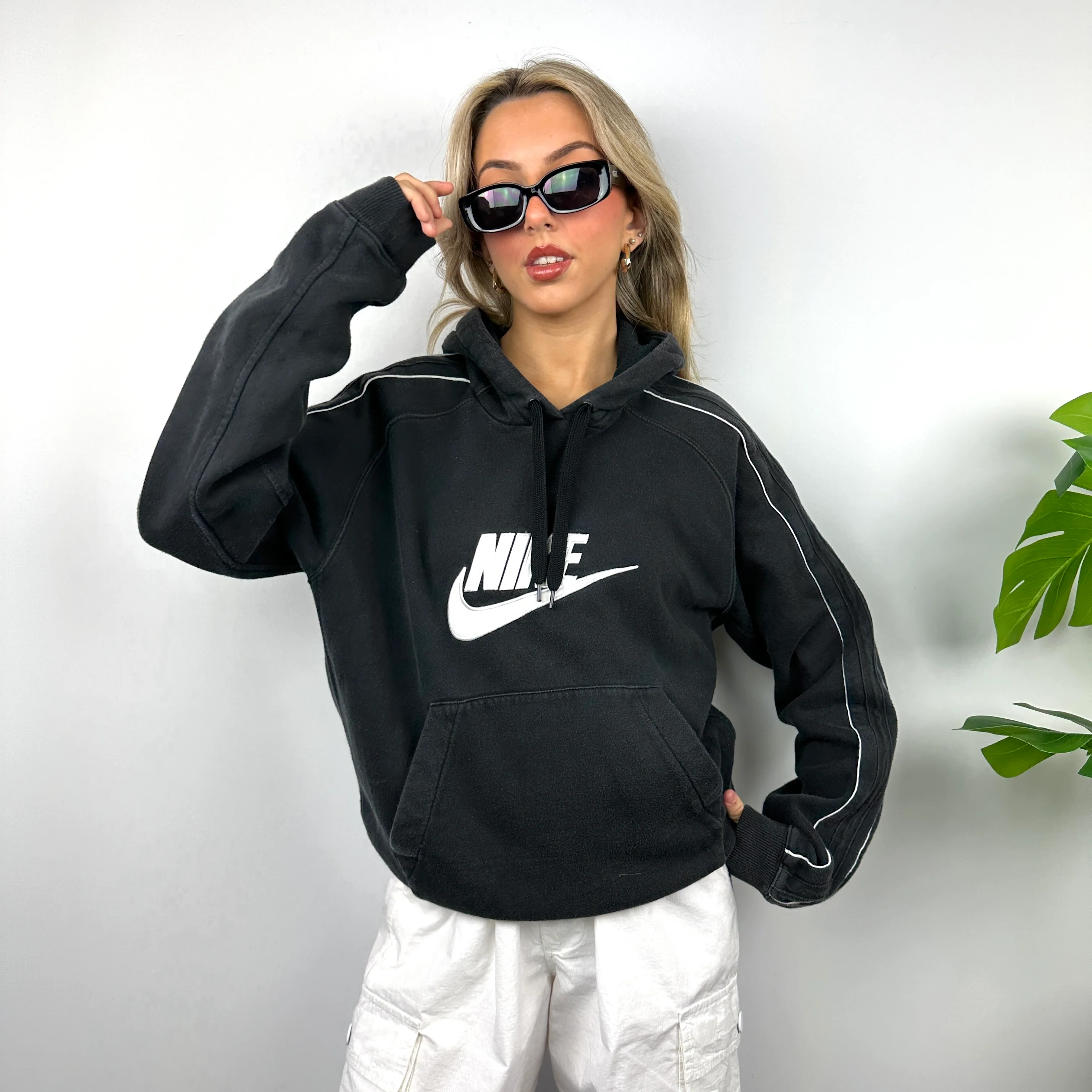Nike Black Embroidered Spell Out Hoodie (L) - Image 2