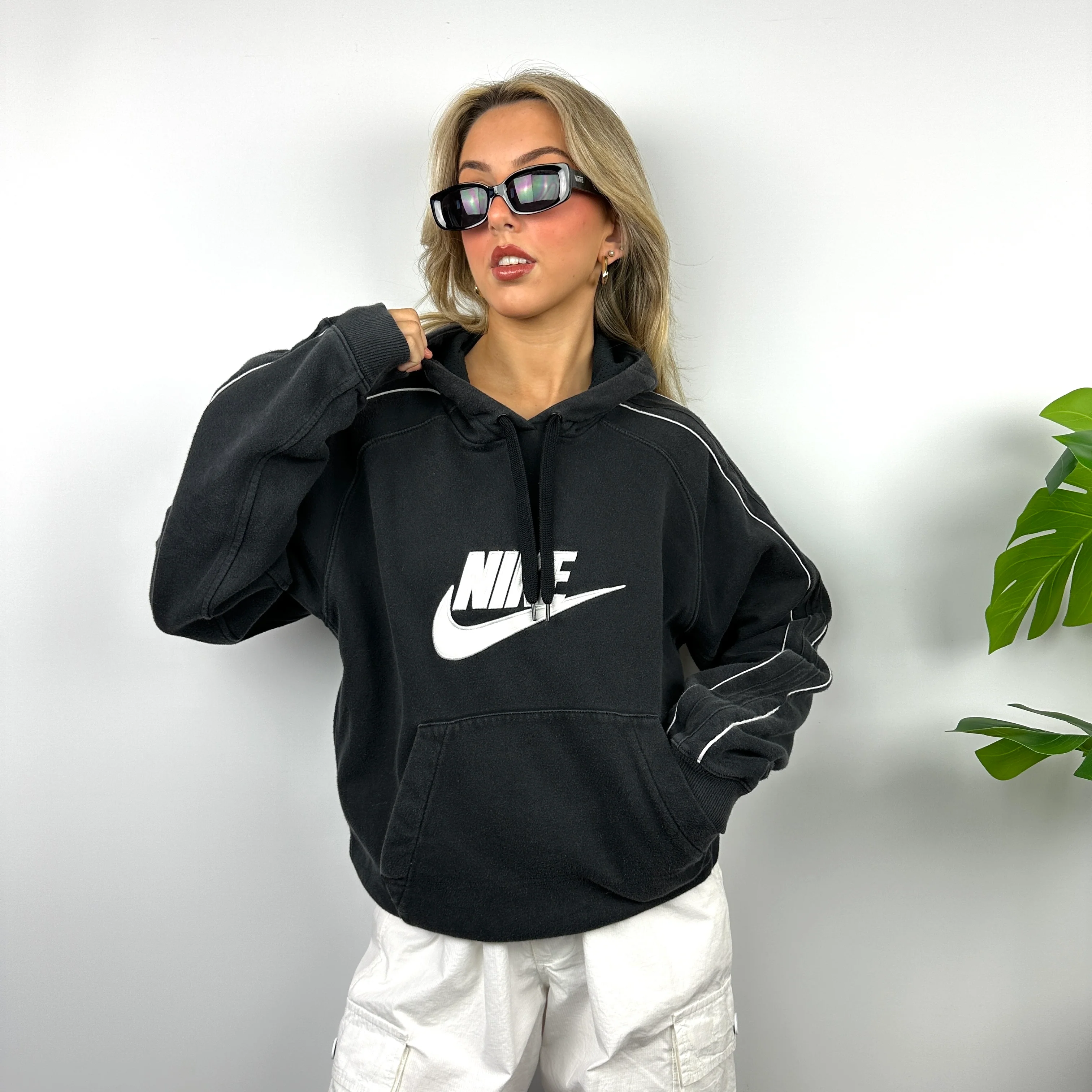 Nike Black Embroidered Spell Out Hoodie (L) - Image 6