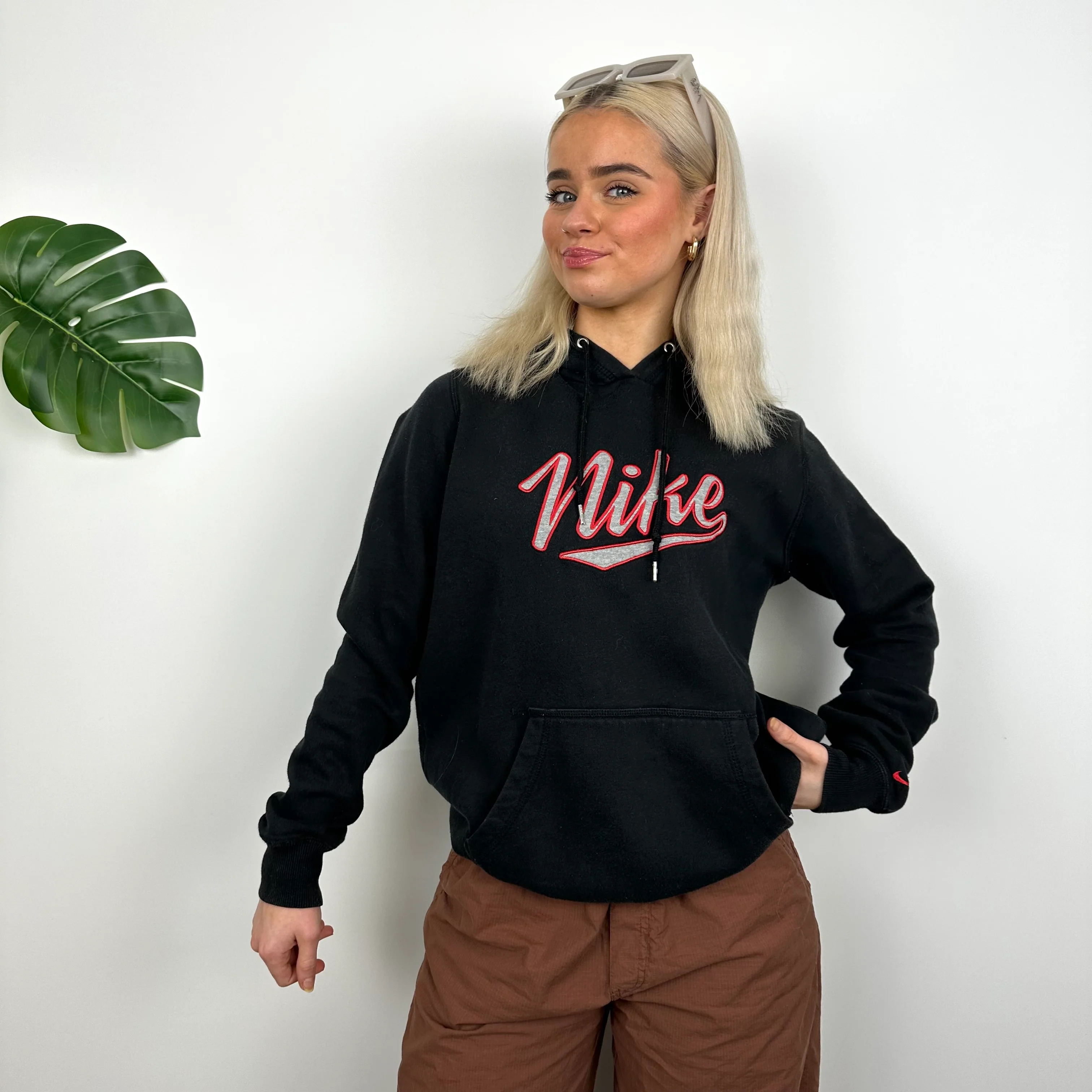 Nike Black Embroidered Spell Out Hoodie (M) - Image 2