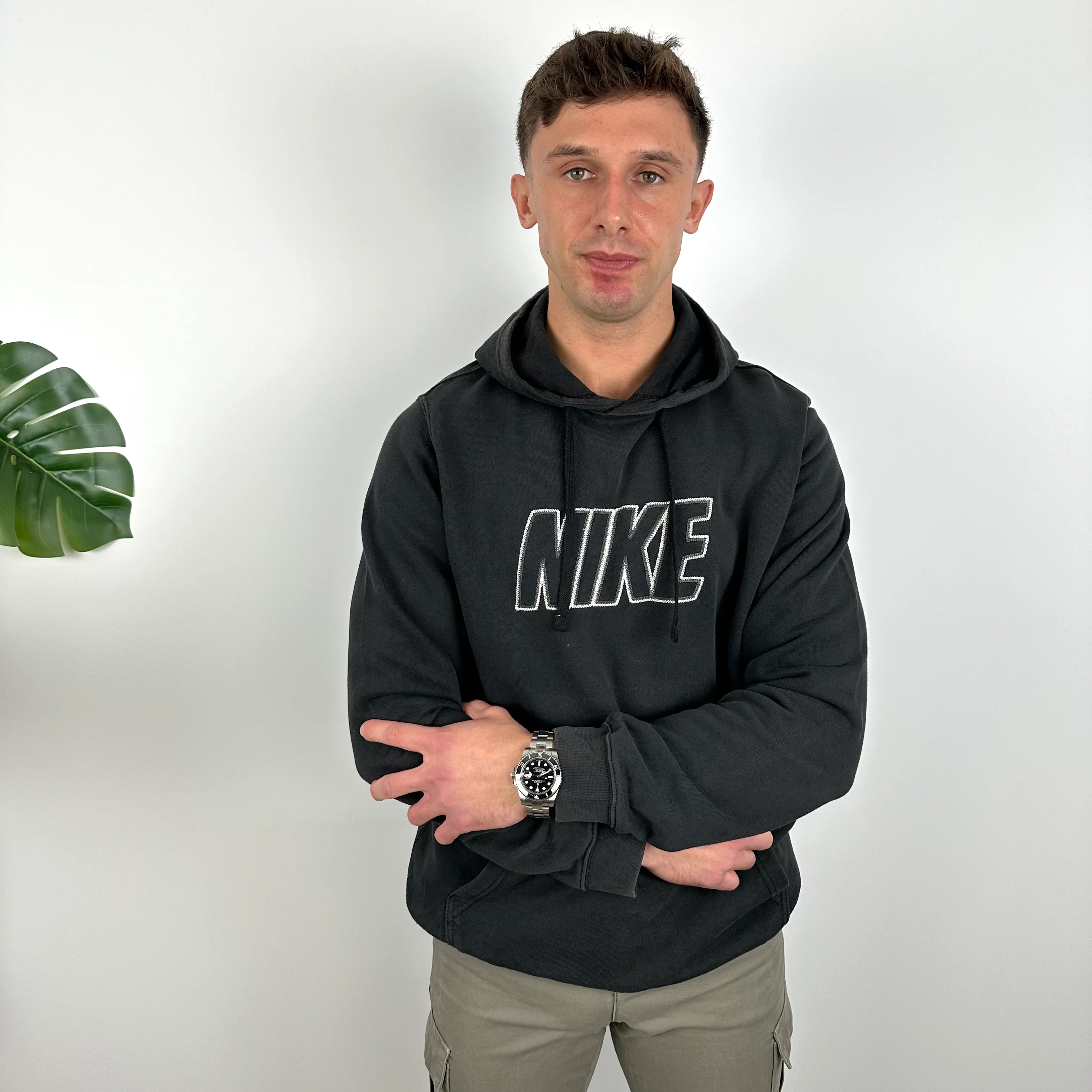 Nike Black Embroidered Spell Out Hoodie (L)