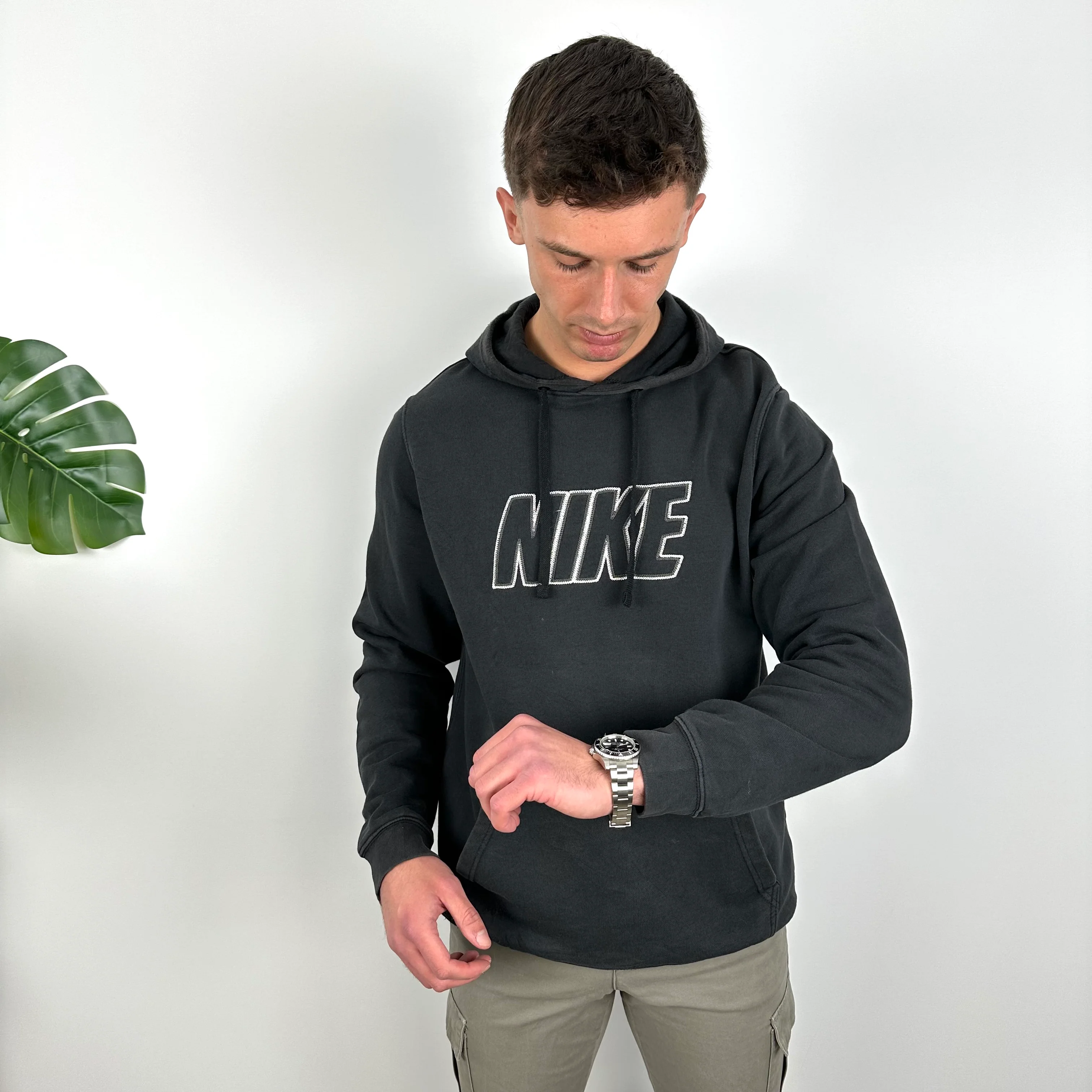 Nike Black Embroidered Spell Out Hoodie (L) - Image 6