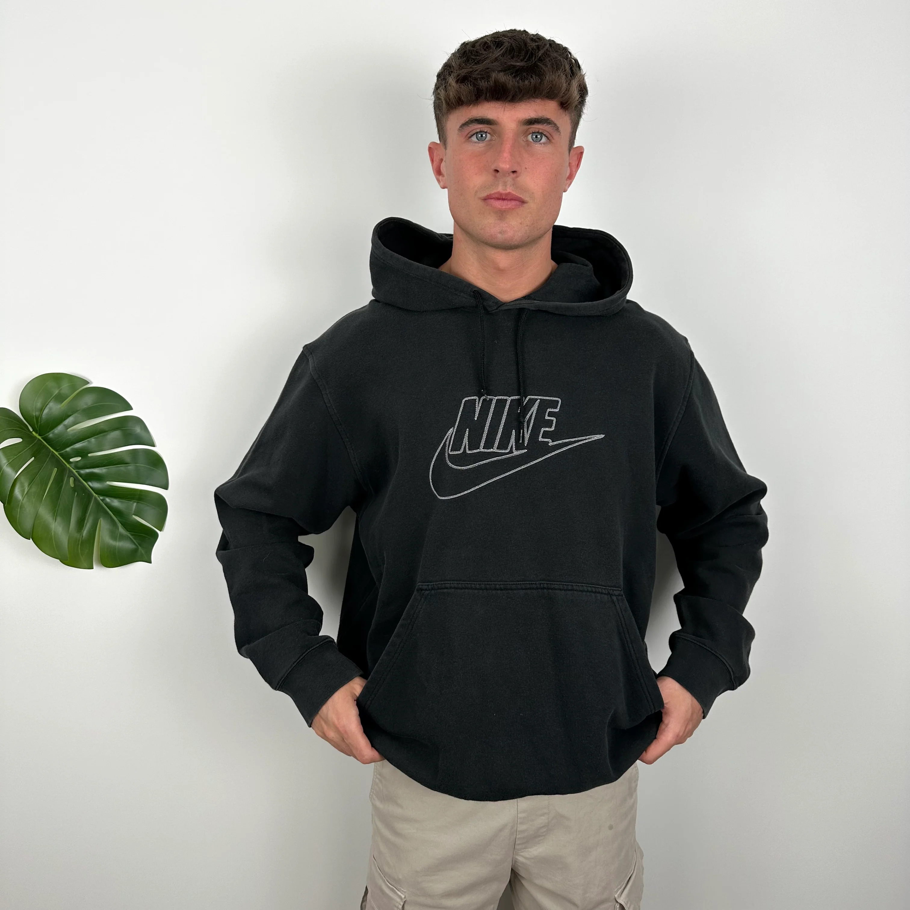 Nike Black Embroidered Spell Out Hoodie (L) - Image 2