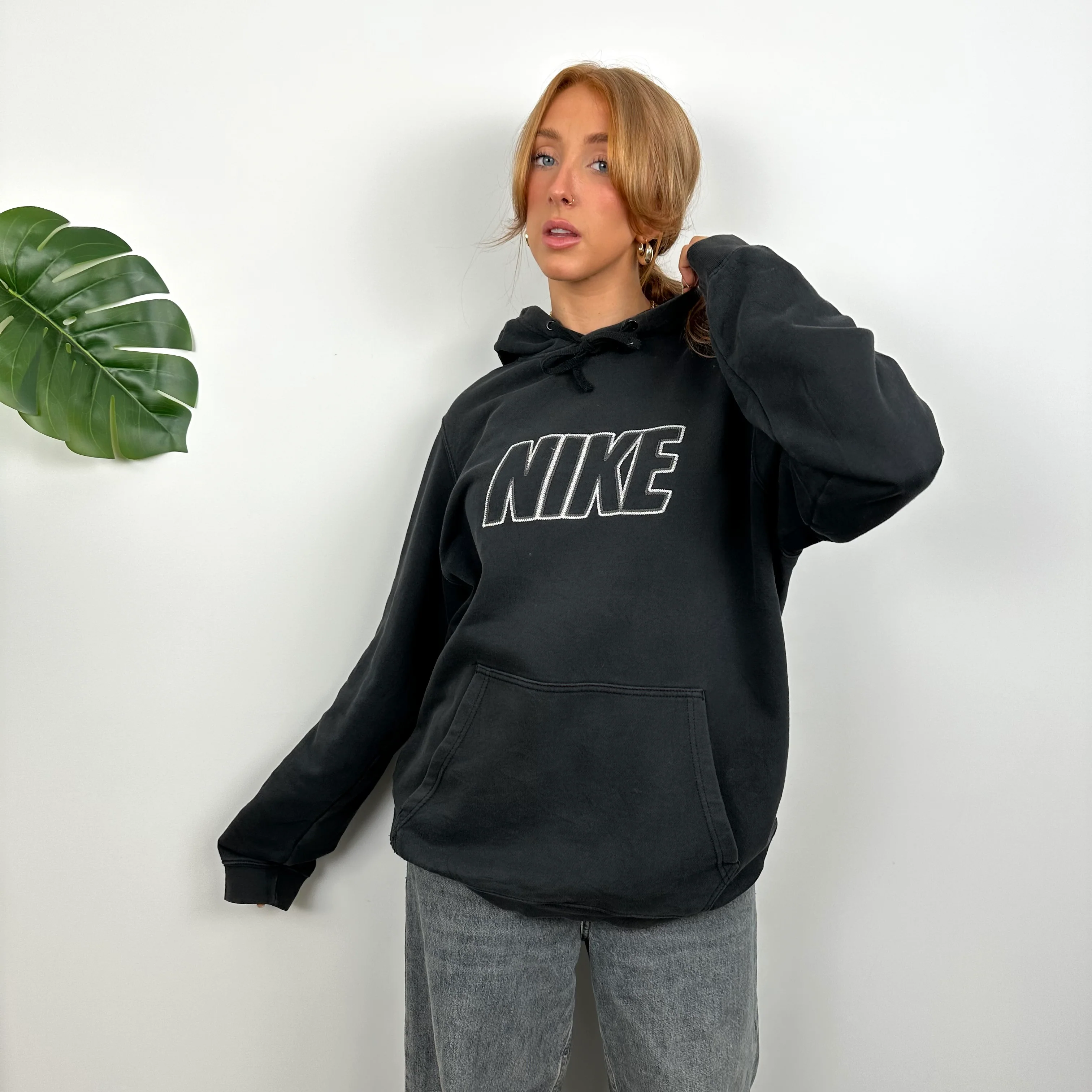 Nike Black Embroidered Spell Out Hoodie (L) - Image 2