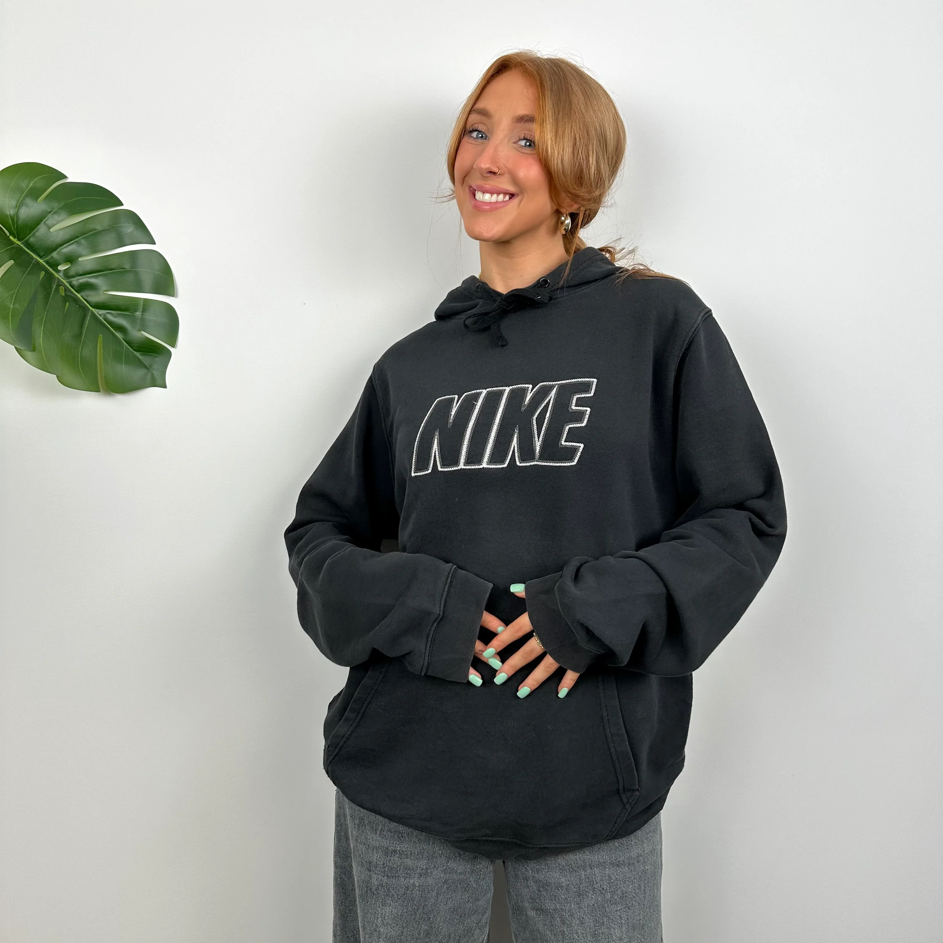 Nike Black Embroidered Spell Out Hoodie (L) - Image 4
