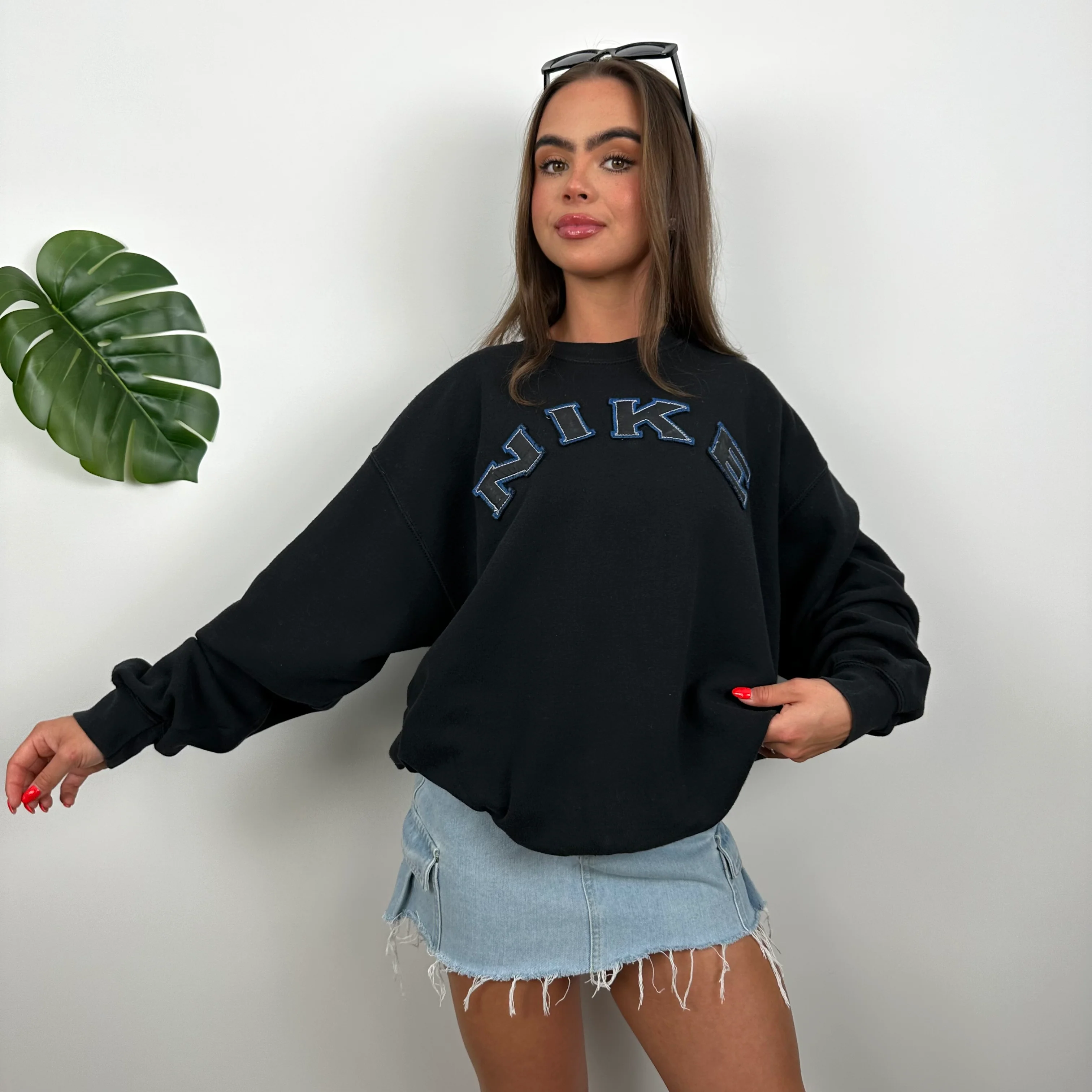 Nike Black Embroidered Spell Out Sweatshirt (L) - Image 3