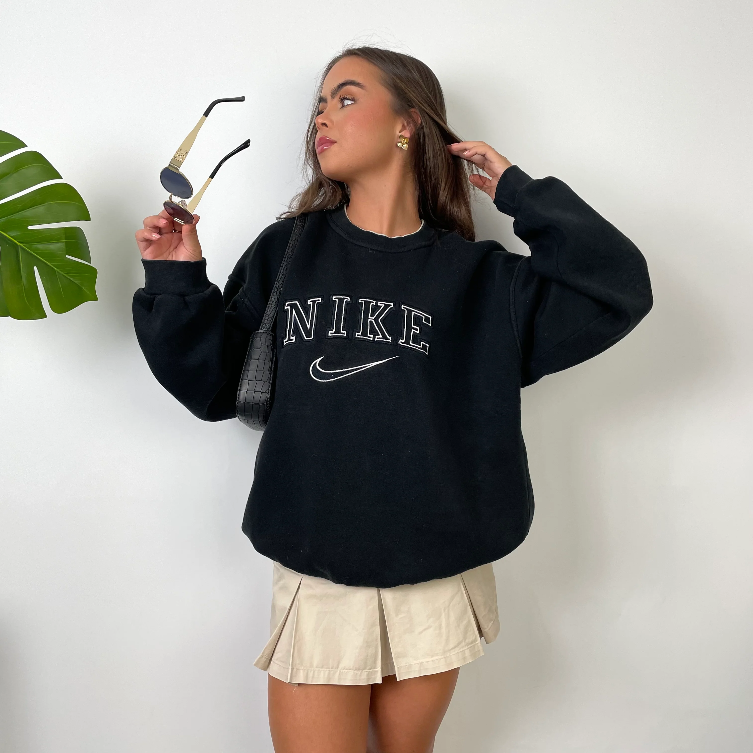 Nike Black Embroidered Spell Out Sweatshirt (L) - Image 3