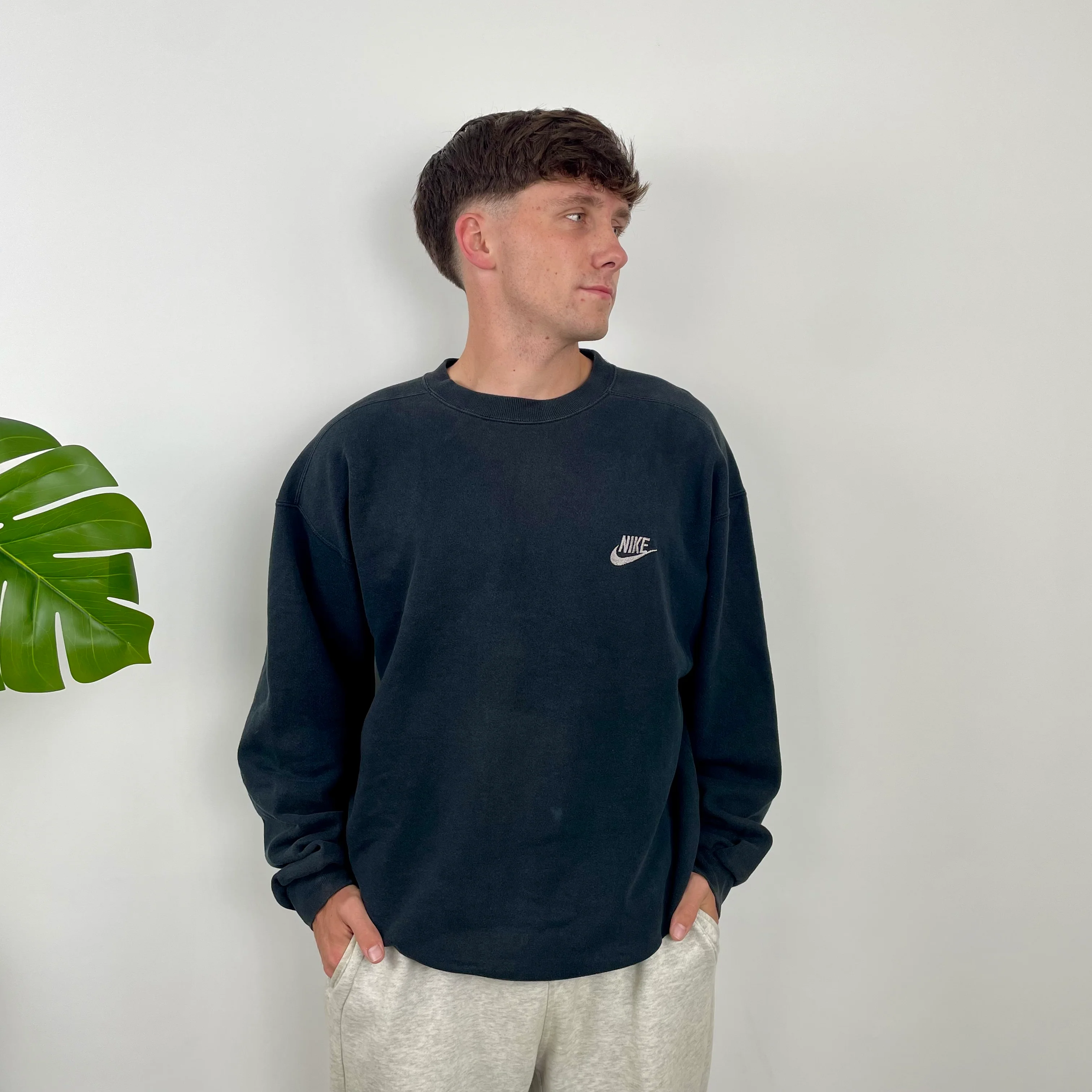 Nike Black Embroidered Spell Out Sweatshirt (L) - Image 2