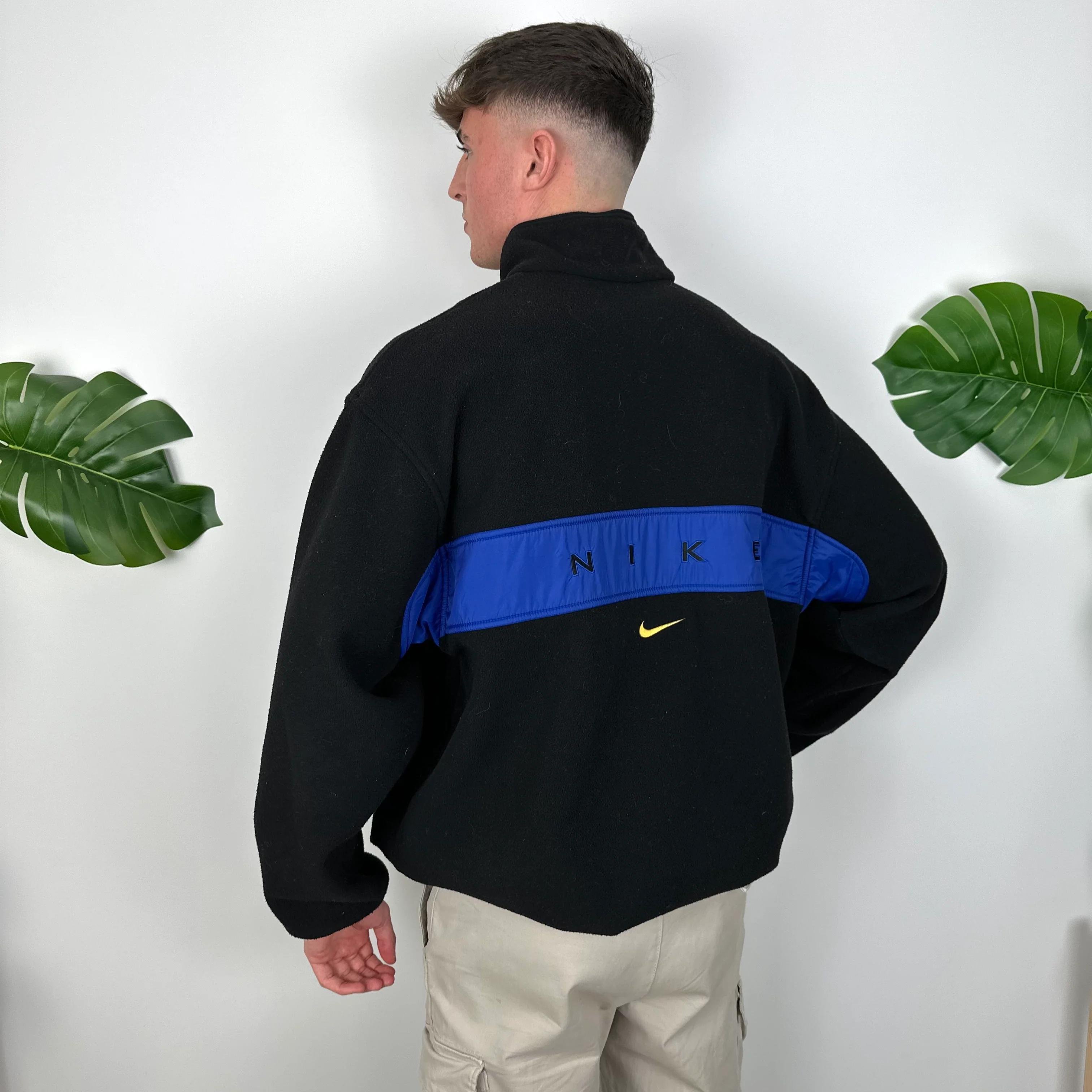 Nike Black Embroidered Spell Out Teddy Bear Fleece Quarter Zip Sweatshirt (XL) - Image 4